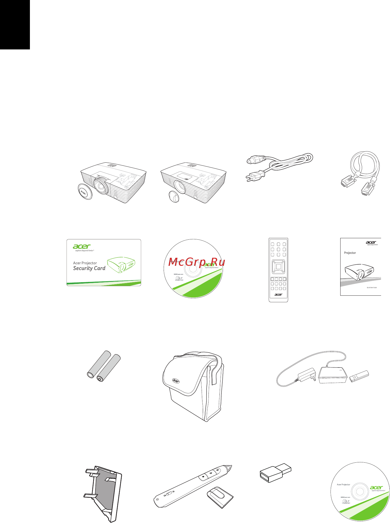 Acer P5627 MR.JNG11.001 [12/75] Комплектация