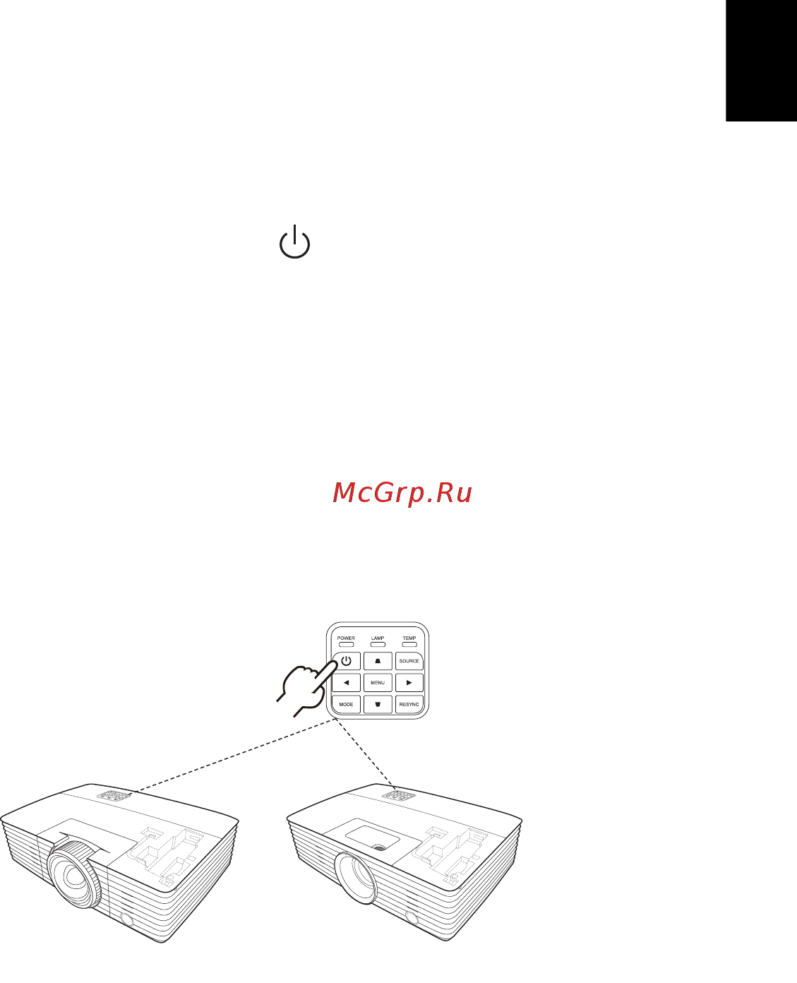 Acer P5627 MR.JNG11.001 [21/75] Включение и выключение проектора