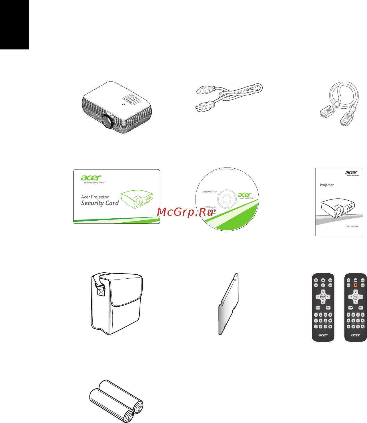 Acer P1386W MR.JMX11.001 [12/59] Комплектность
