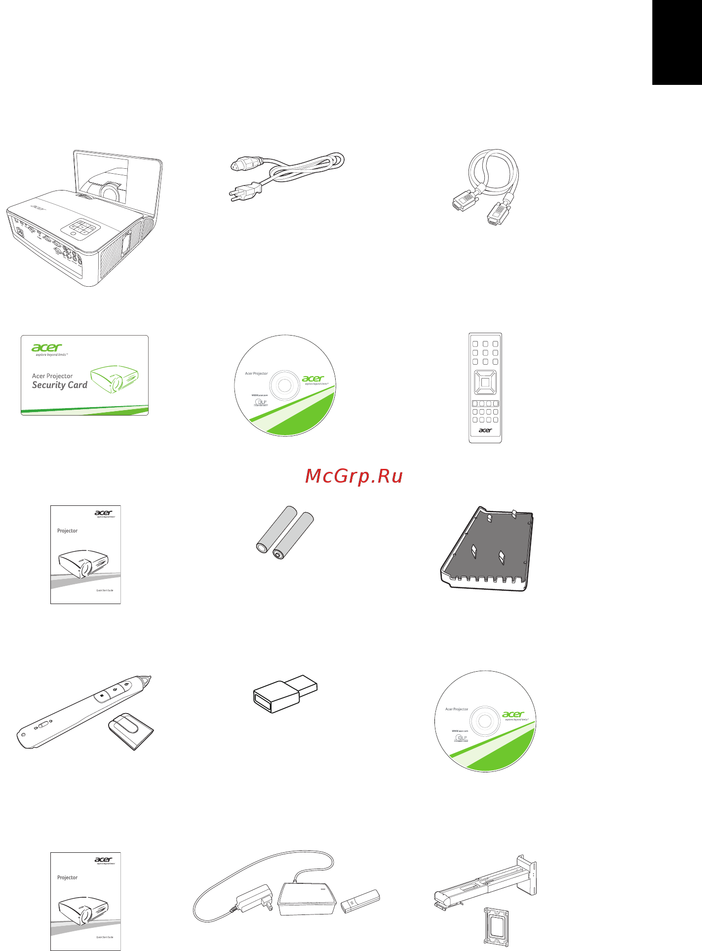 Acer U5320W MR.JL111.001 [13/70] Комплектация