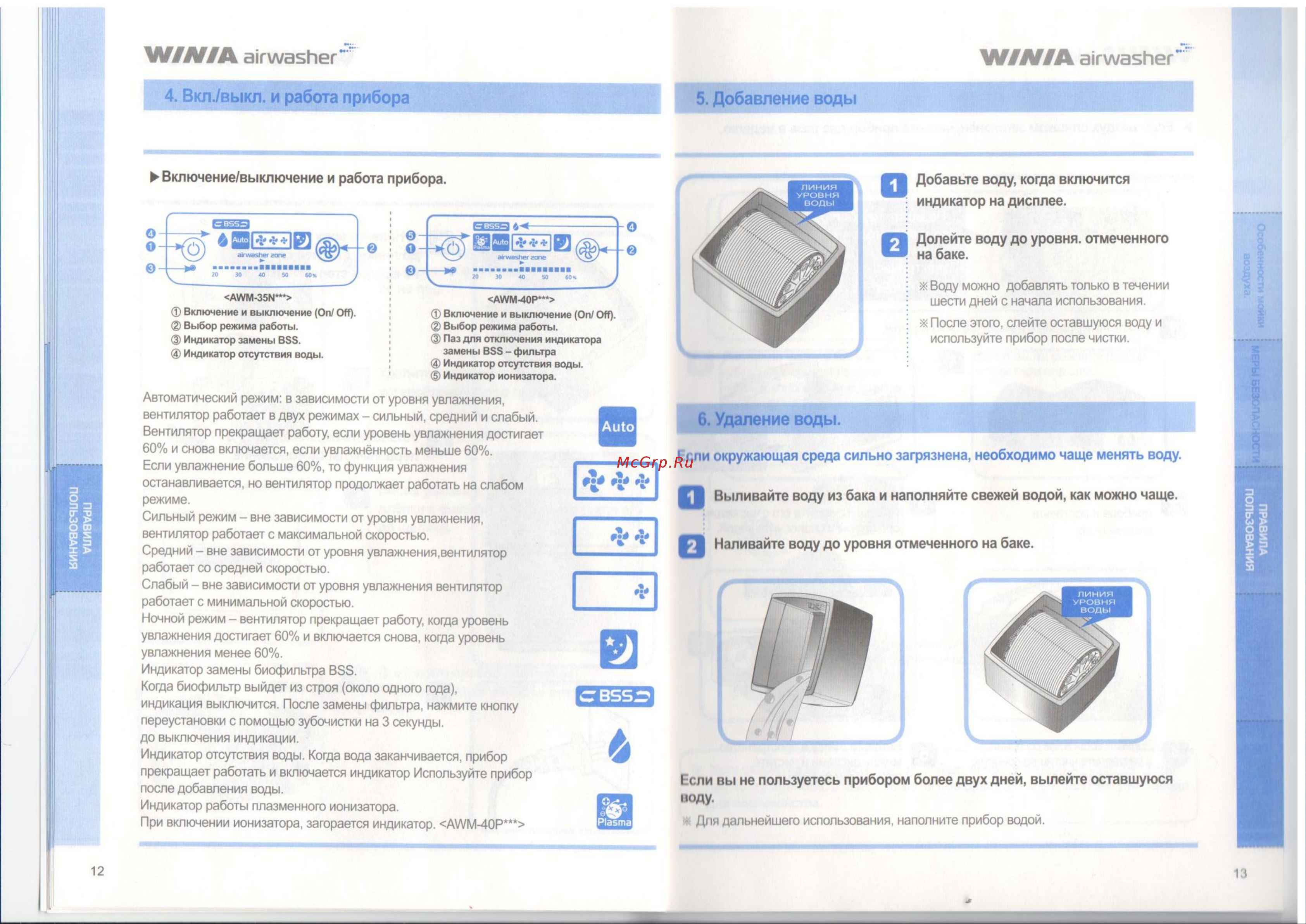 WINIA AWM-40P [8/13] Индикатор на дисплее