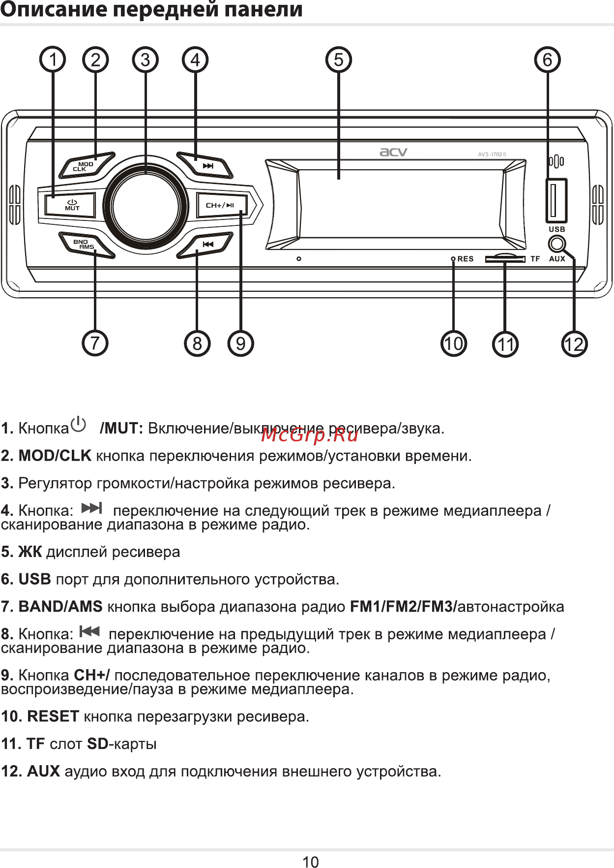 ACV AVS-1702G [10/16] Страница 10