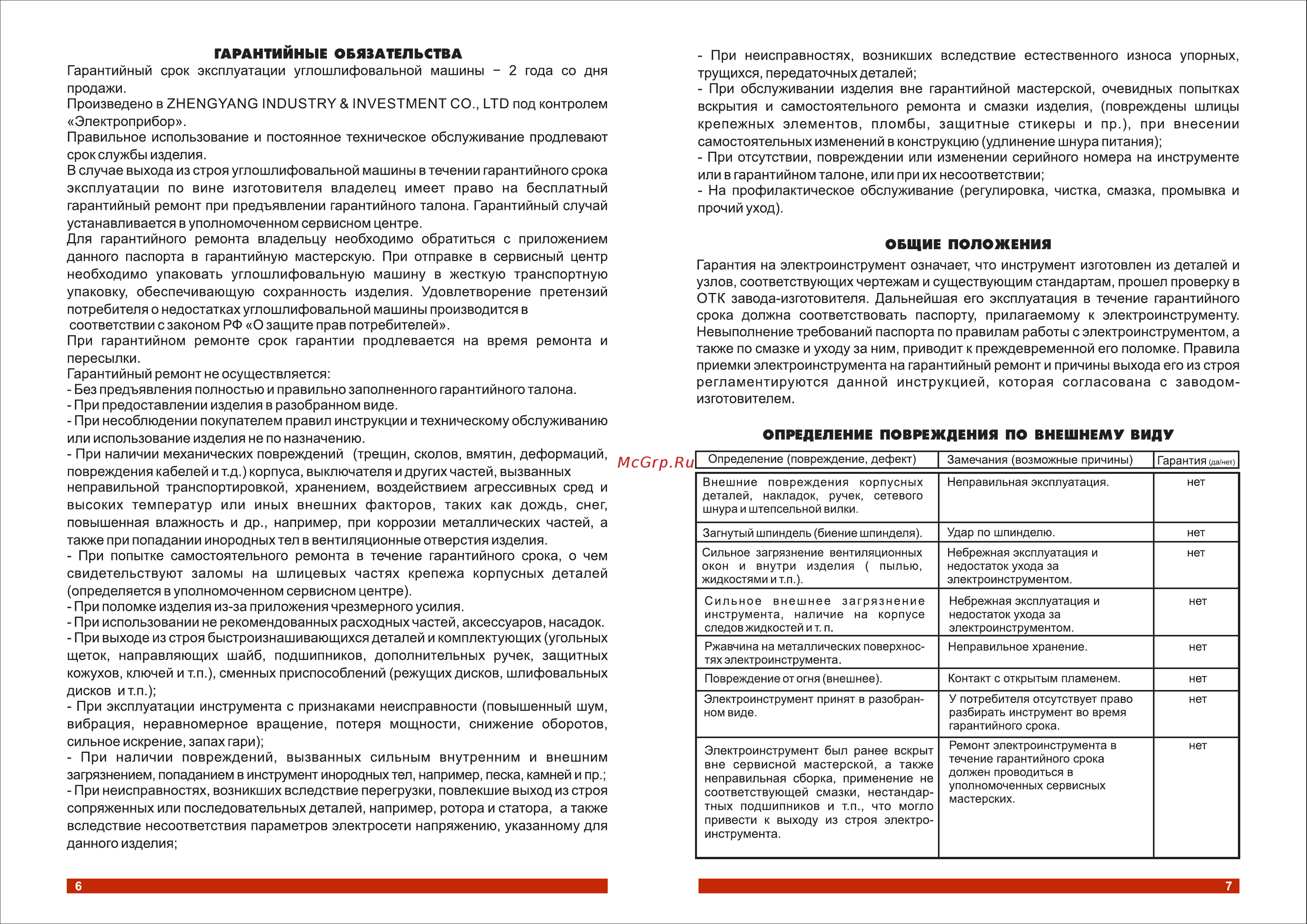 Электроприбор УШМ-125/1200 [5/8] Гарантийные обязательства