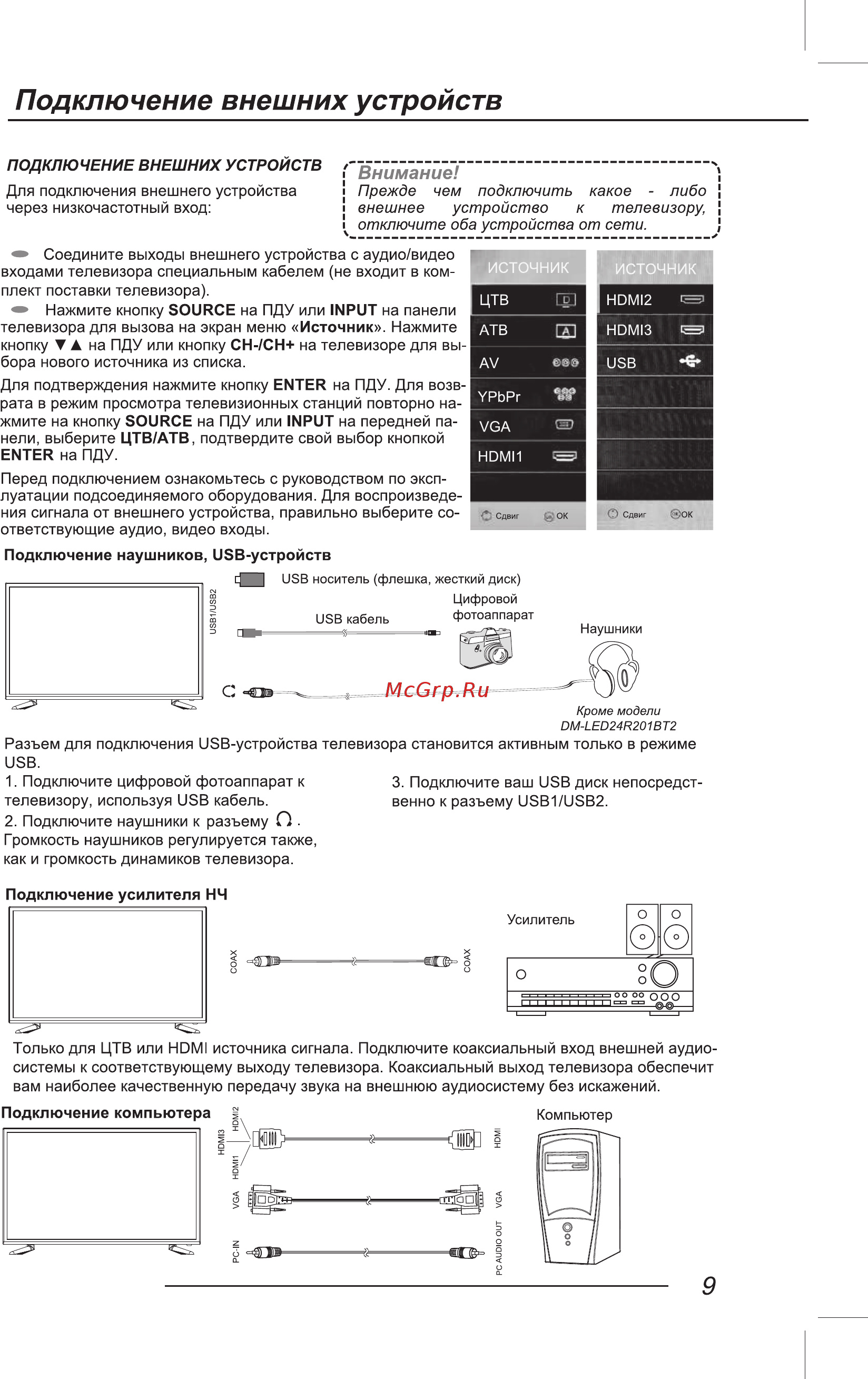 ECON EX-39HT001B [11/44] Подключение внешних устройств
