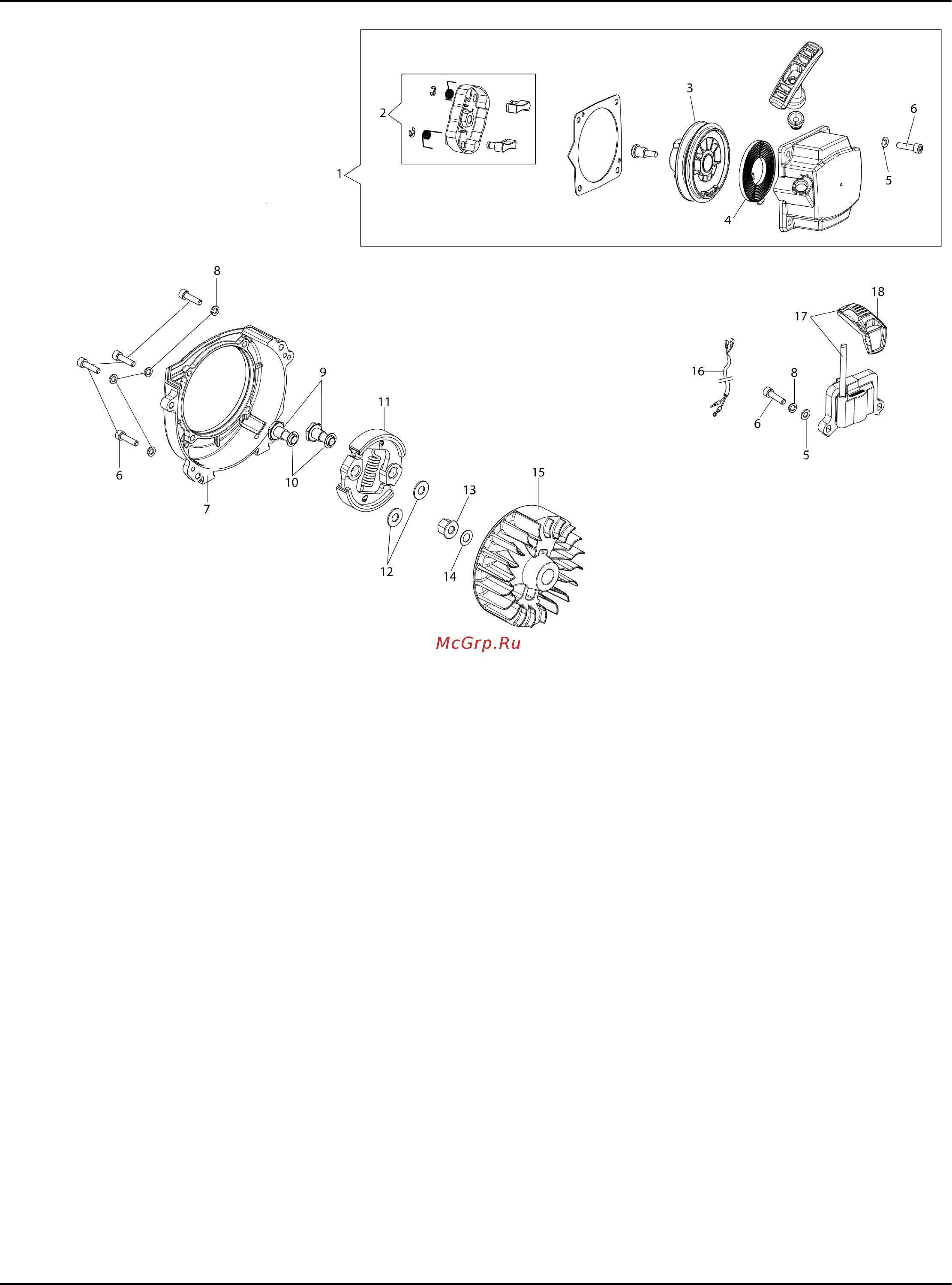 Oleo-Mac BCH 40 T [4/9] Illustration starter assy and clutch
