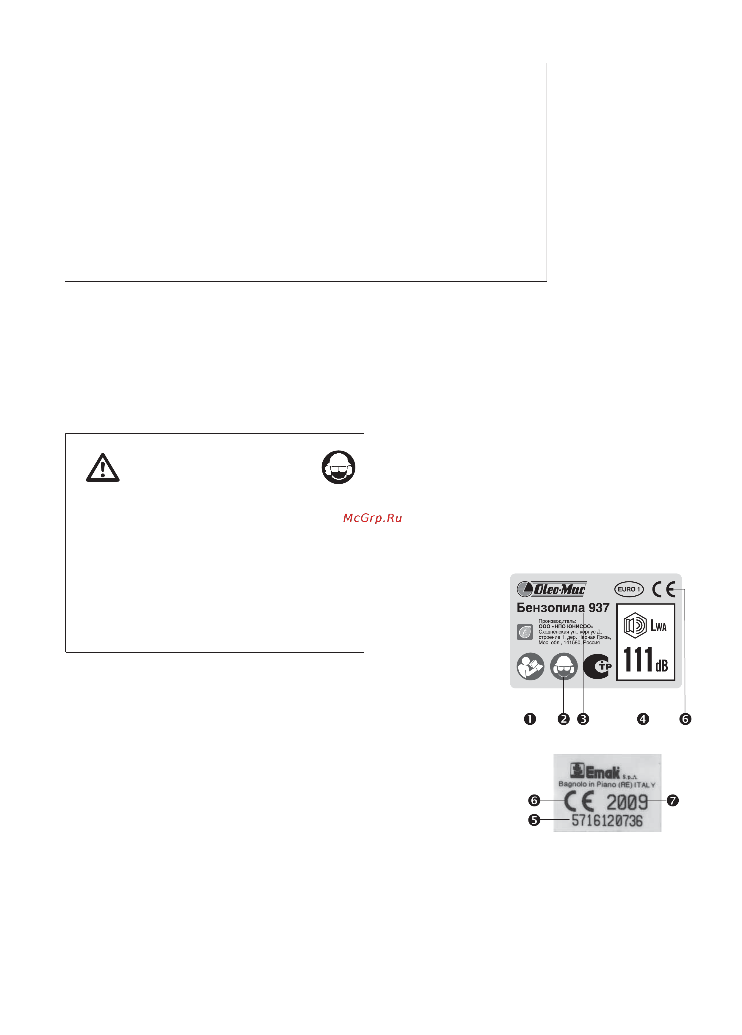 Oleo-Mac 941CX 5017-9101E1 [3/28] Содержание