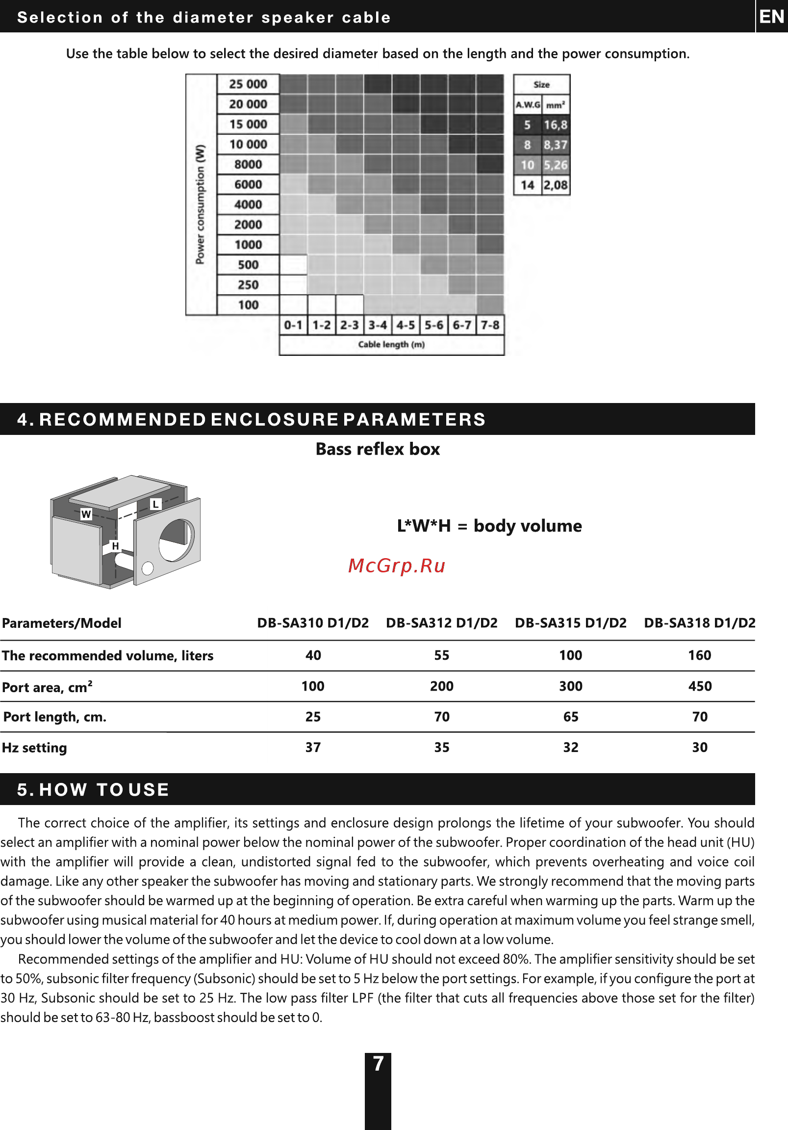 Deaf Bonce Apocalypse DB-SA315D1 [7/20] Recommended enclosure parameters