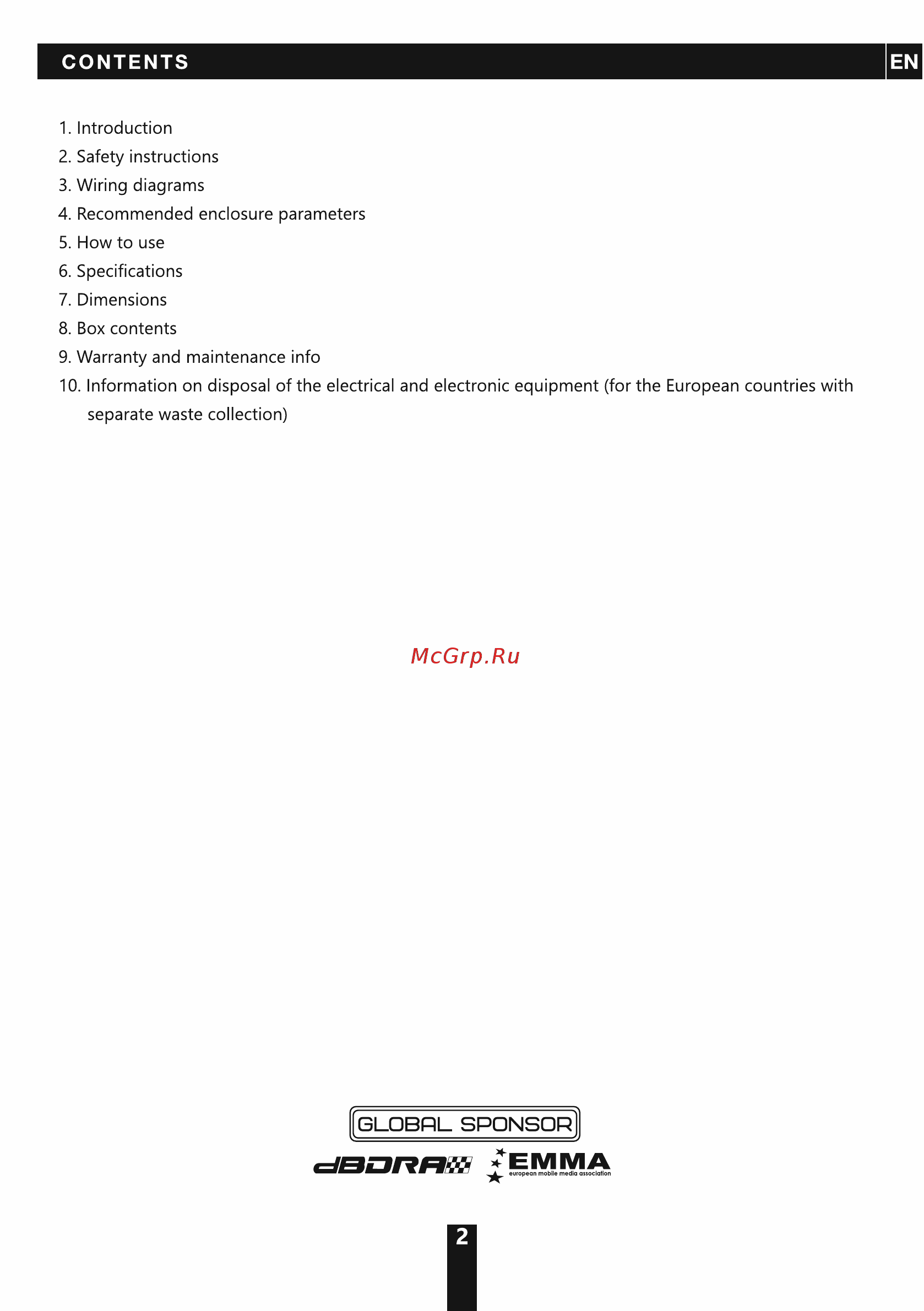 Deaf Bonce Apocalypse DB-SA2712D1 [2/20] Contents en