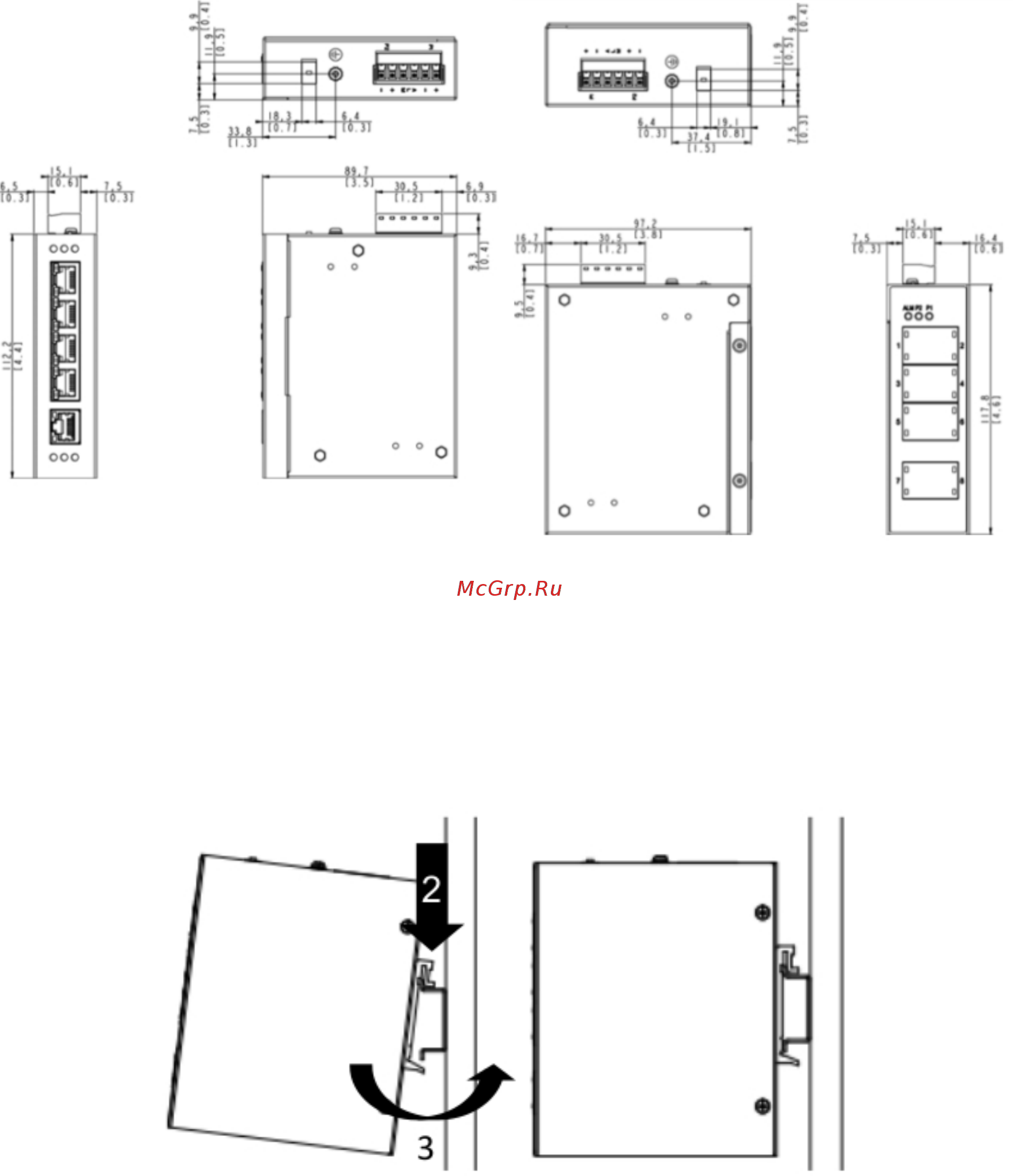 D-Link DIS-100E-5W [3/16] Din rail mounting