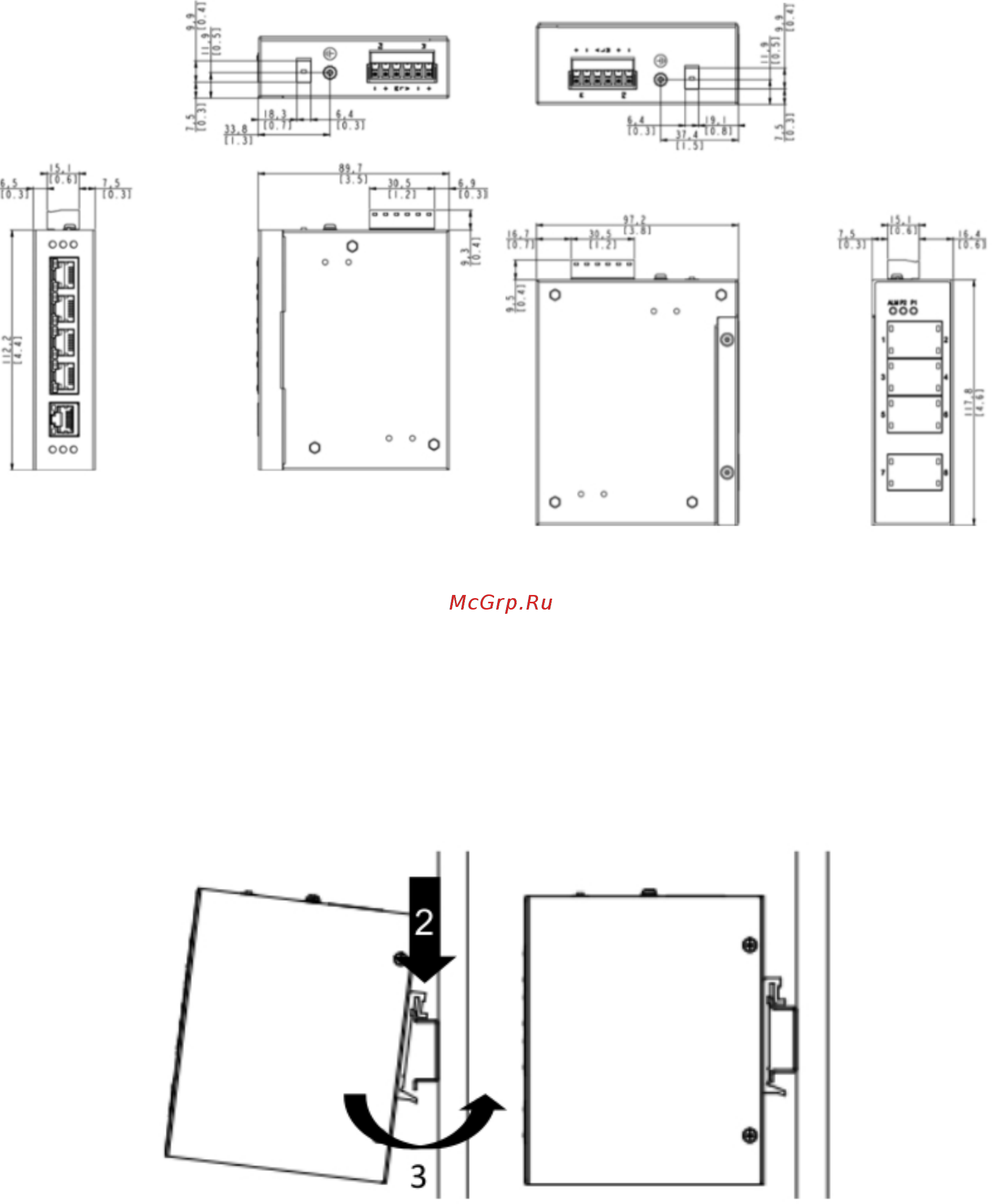 D-Link DIS-100E-5W [9/16] Крепление к стене в мм