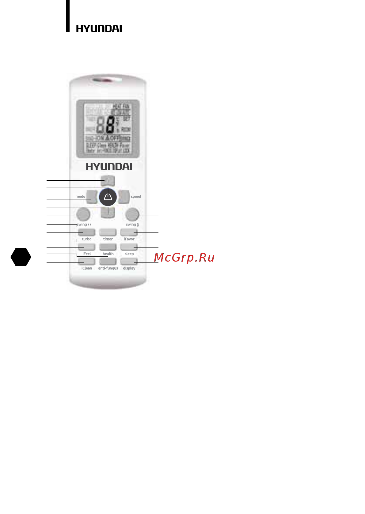 HYUNDAI ELECTRONICS H-ARI22-07H [18/40] Пульт дистанционного управления