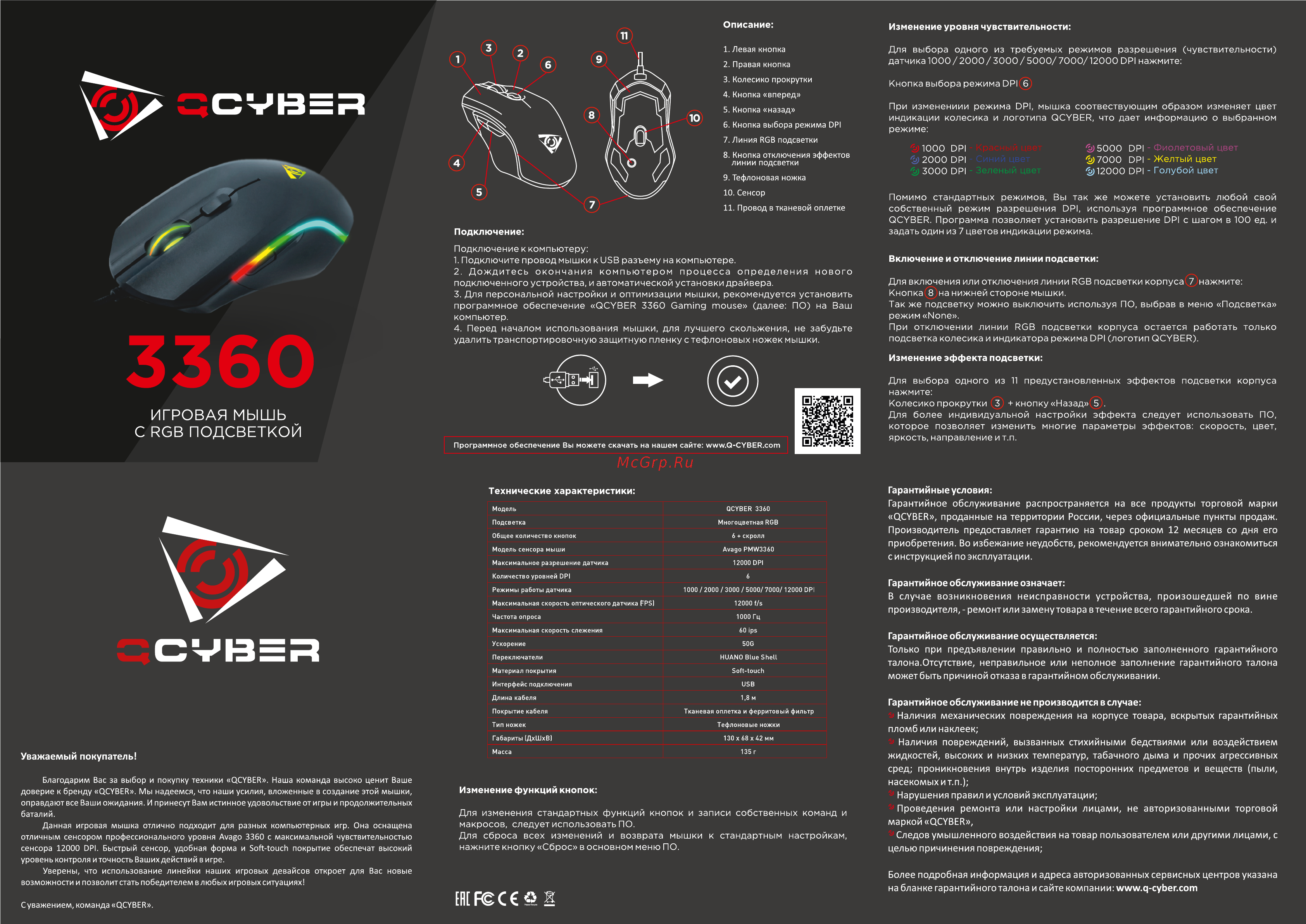 Qcyber 3360 Инструкция по эксплуатации онлайн