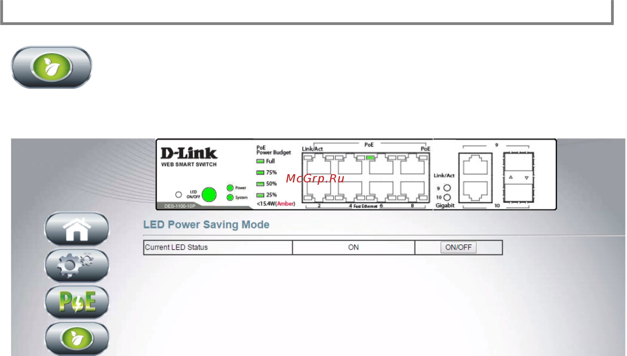 D-Link DES-1100-10P [9/31] Led power saving