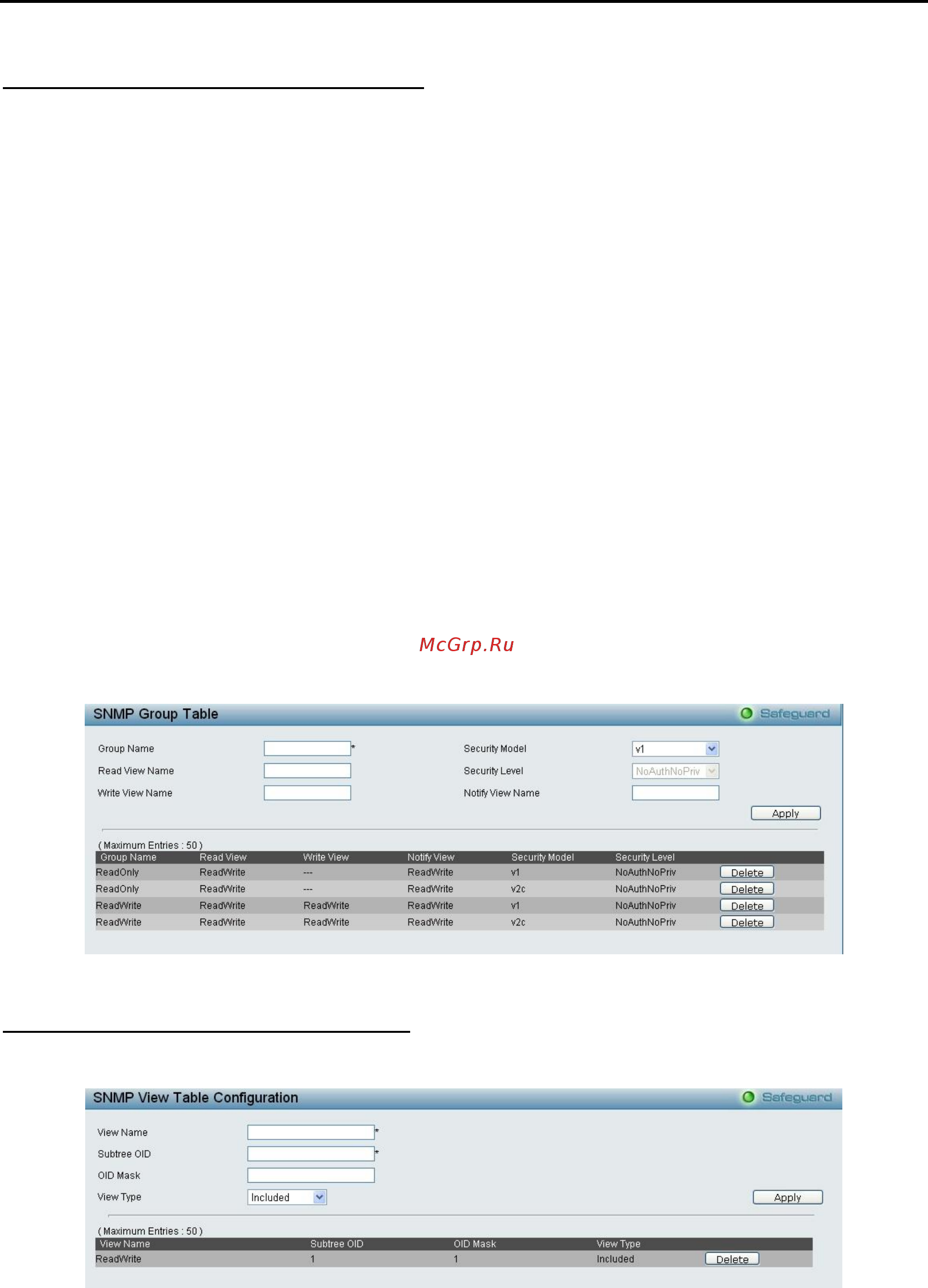 D-Link DES-1210-10/ME [30/129] System snmp settings snmp group table