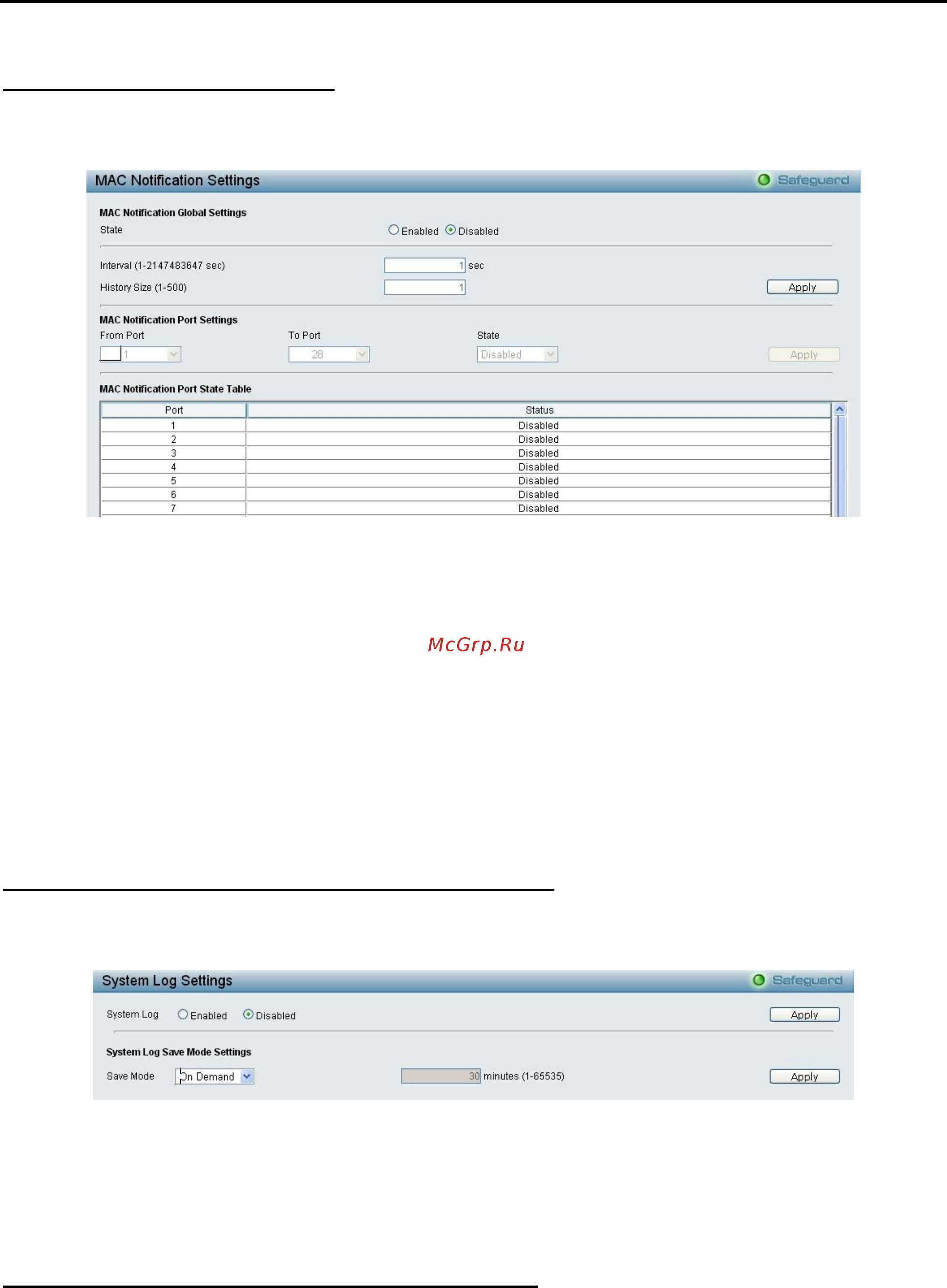 D-Link DES-1210-10/ME [35/129] System mac notification settings