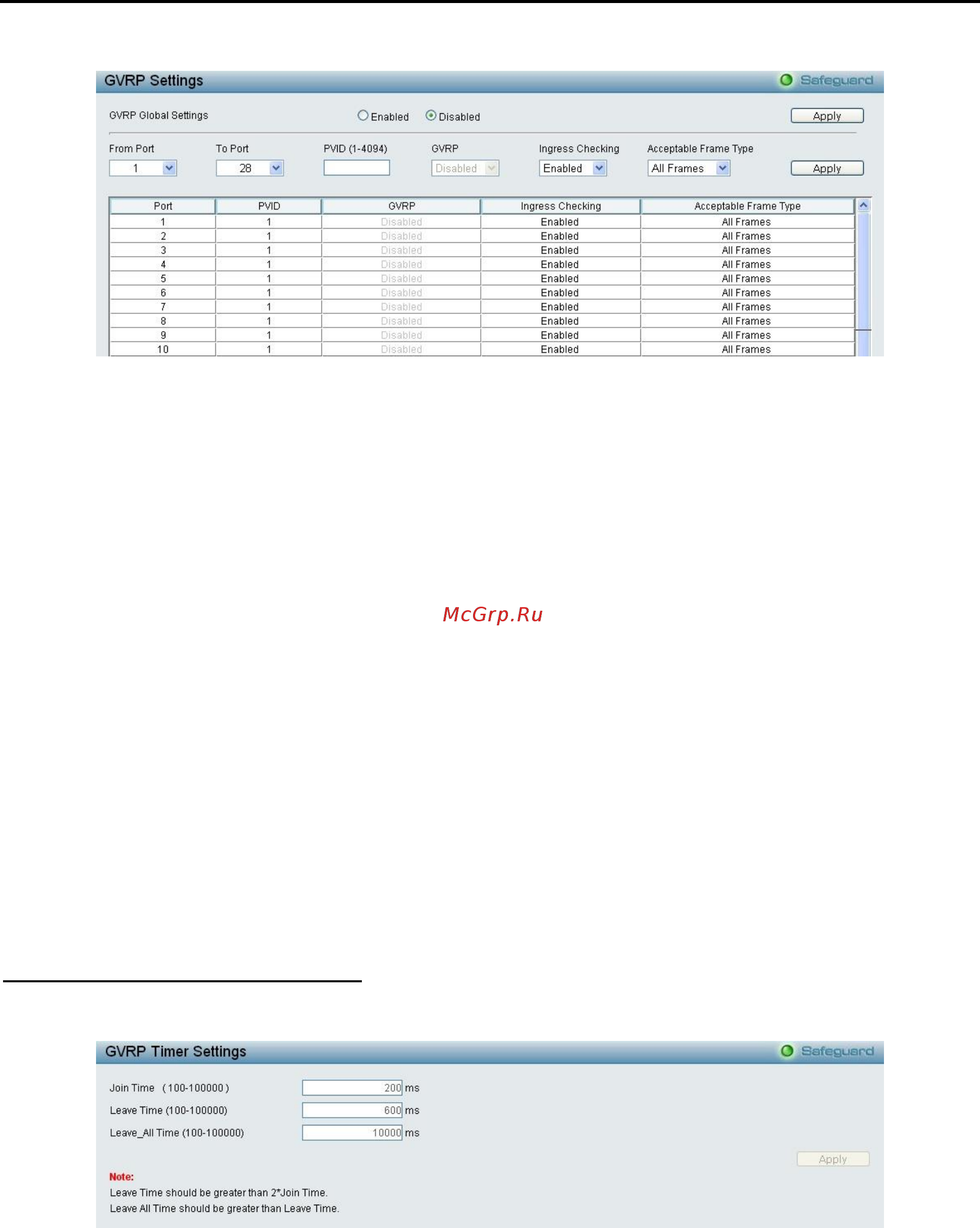 D-Link DES-1210-10/ME [40/129] Configuration gvrp timer settings