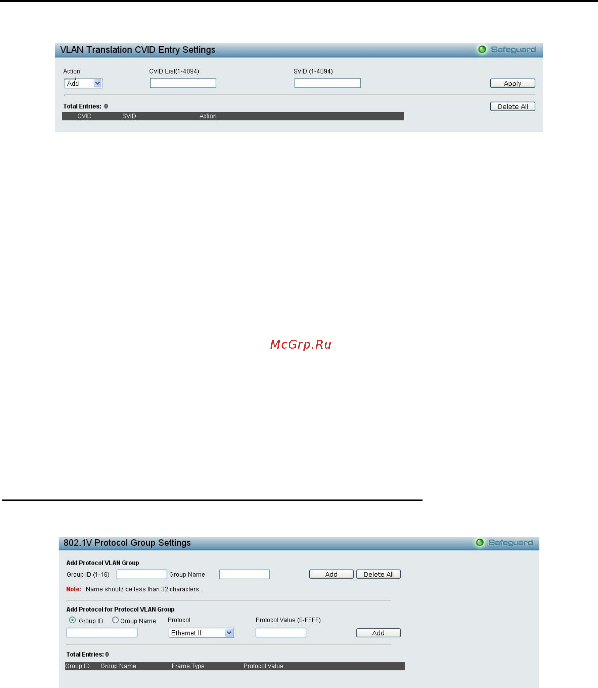 D-Link DES-1210-10/ME [42/129] Configuration 802 v protocol vlan 802 v protocol group settings