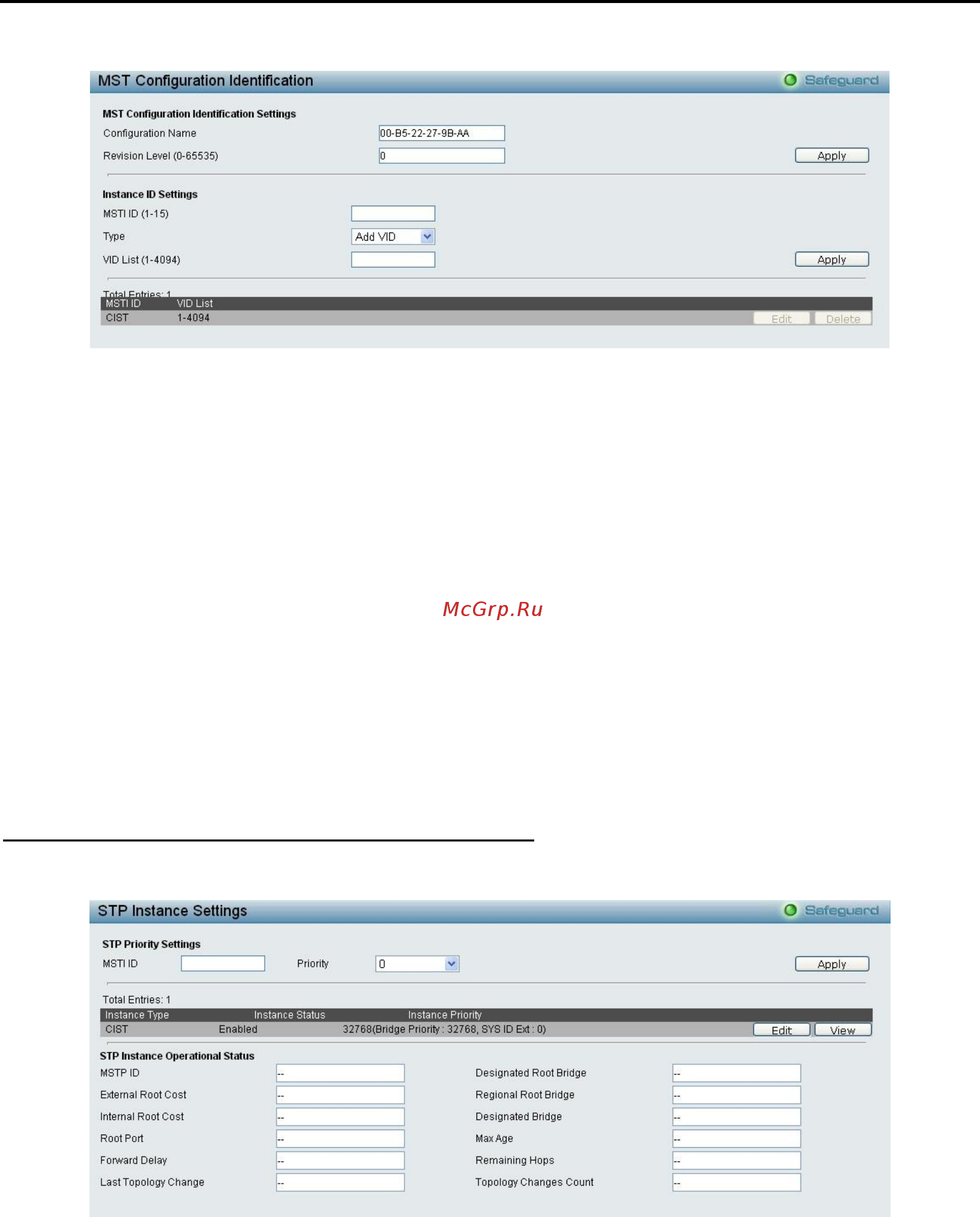 D-Link DES-1210-10/ME [60/129] Configuration spanning tree stp instance settings