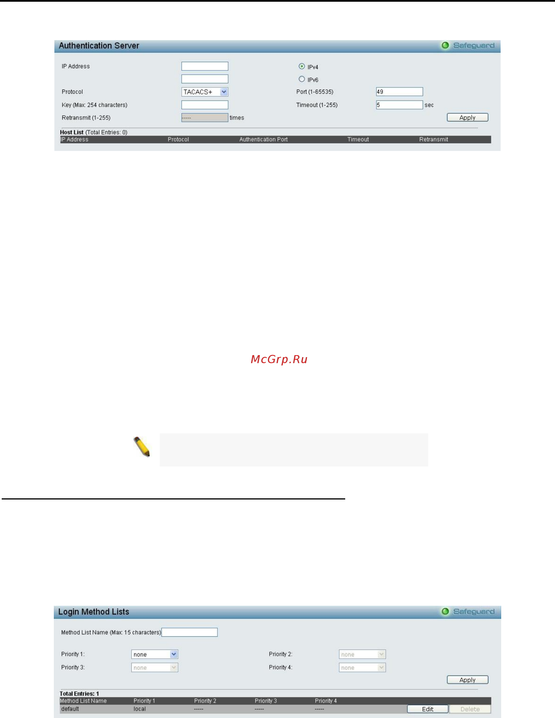 D-Link DES-1210-10/ME [86/129] Security access authentication control login method lists