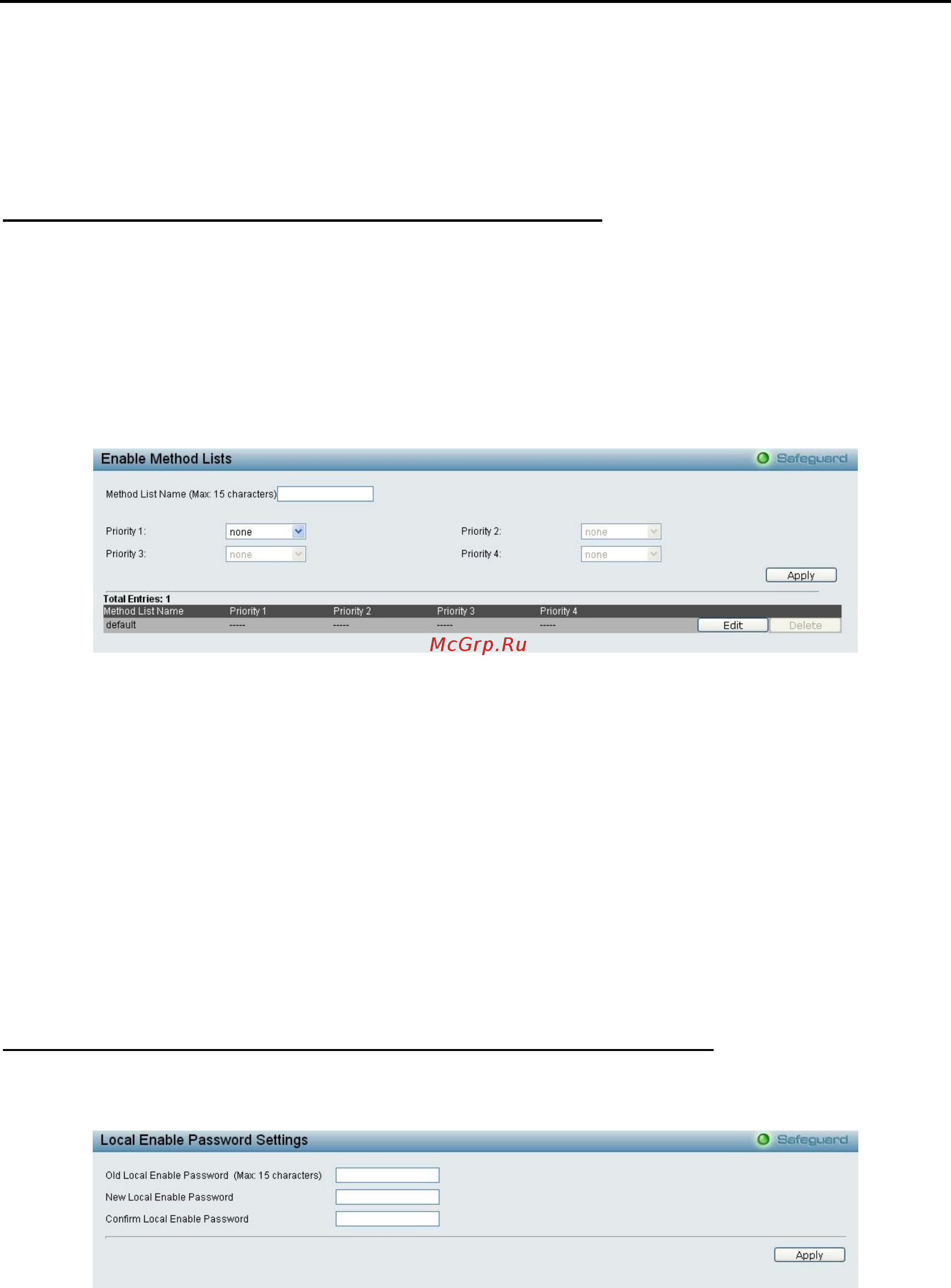D-Link DES-1210-10/ME [87/129] Security access authentication control enable method lists