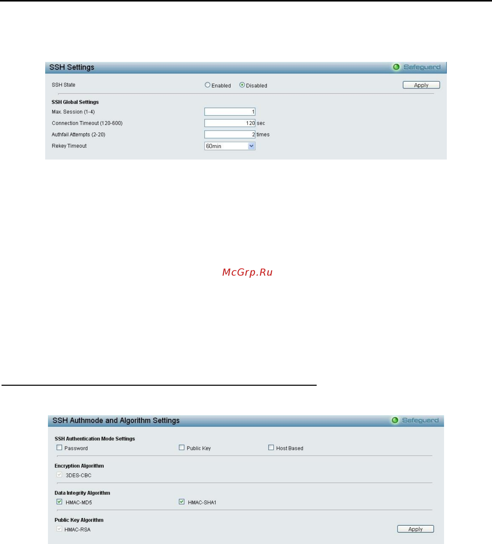 D-Link DES-1210-10/ME [90/129] Security ssh settings ssh authmode and algorithm settings