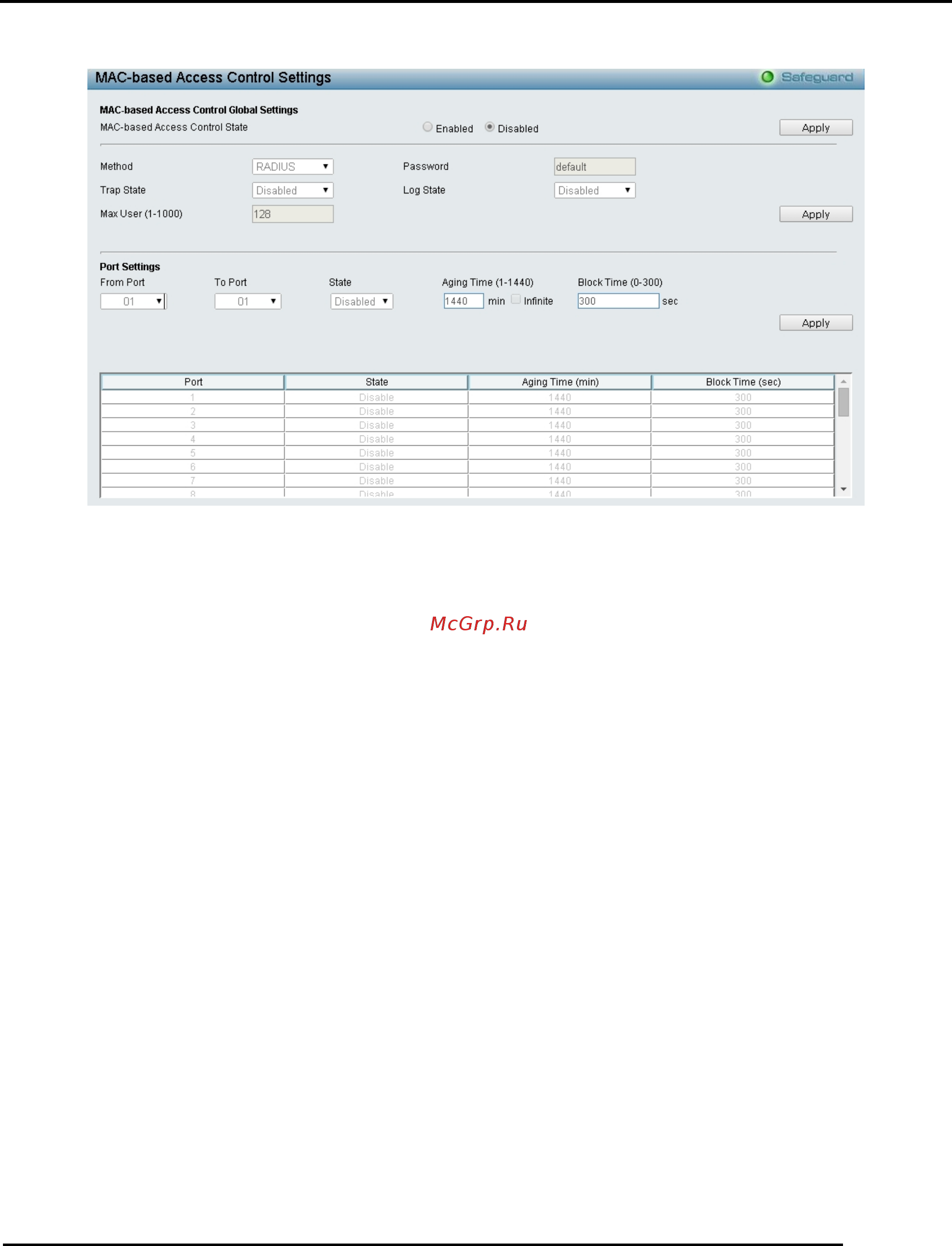 D-Link DGS-1210-52/ME rev.B [118/159] Security mac based access control mac mac based access control local settings