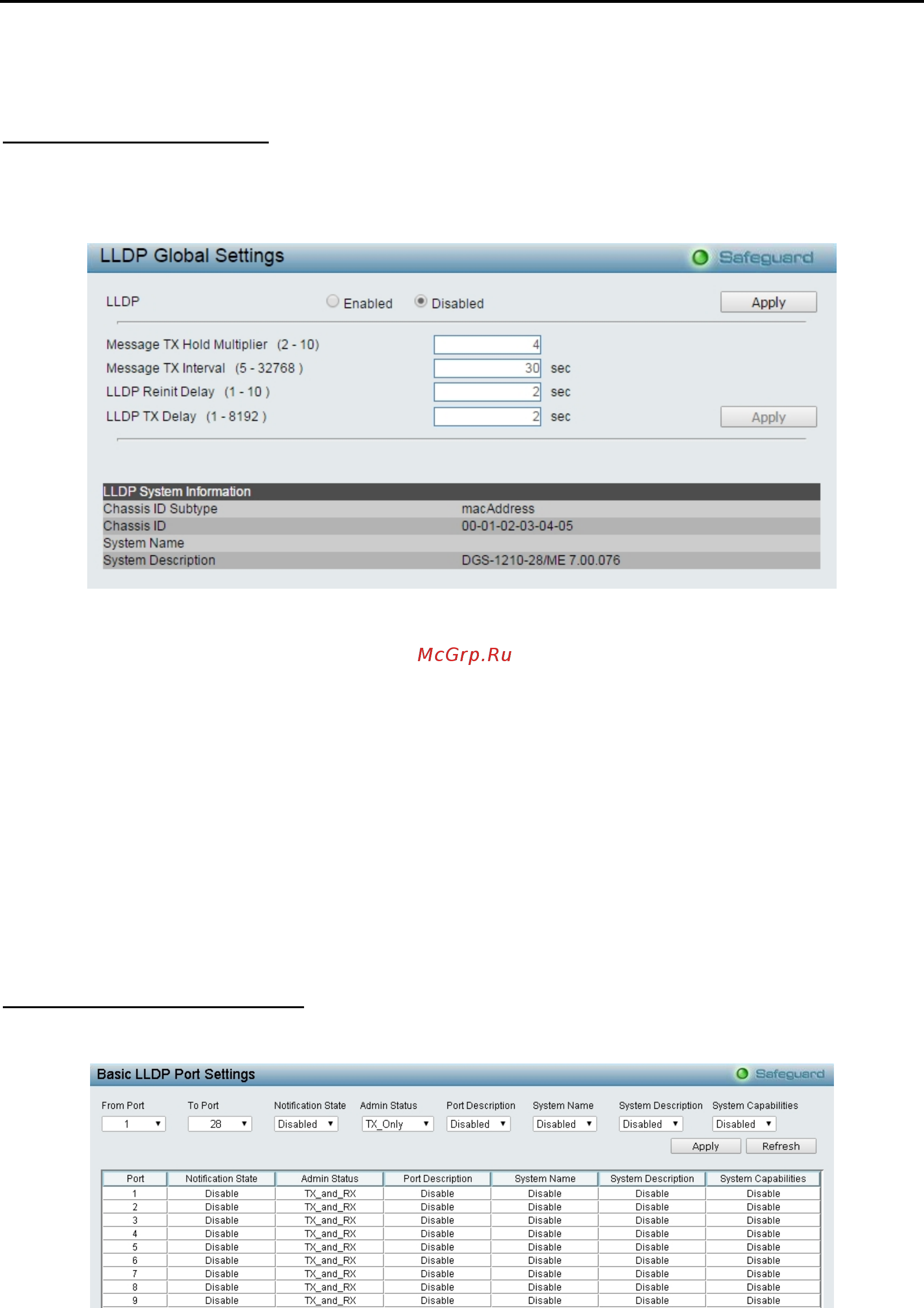 D-Link DGS-1210-28XS/ME [146/159] Lldp lldp global settings