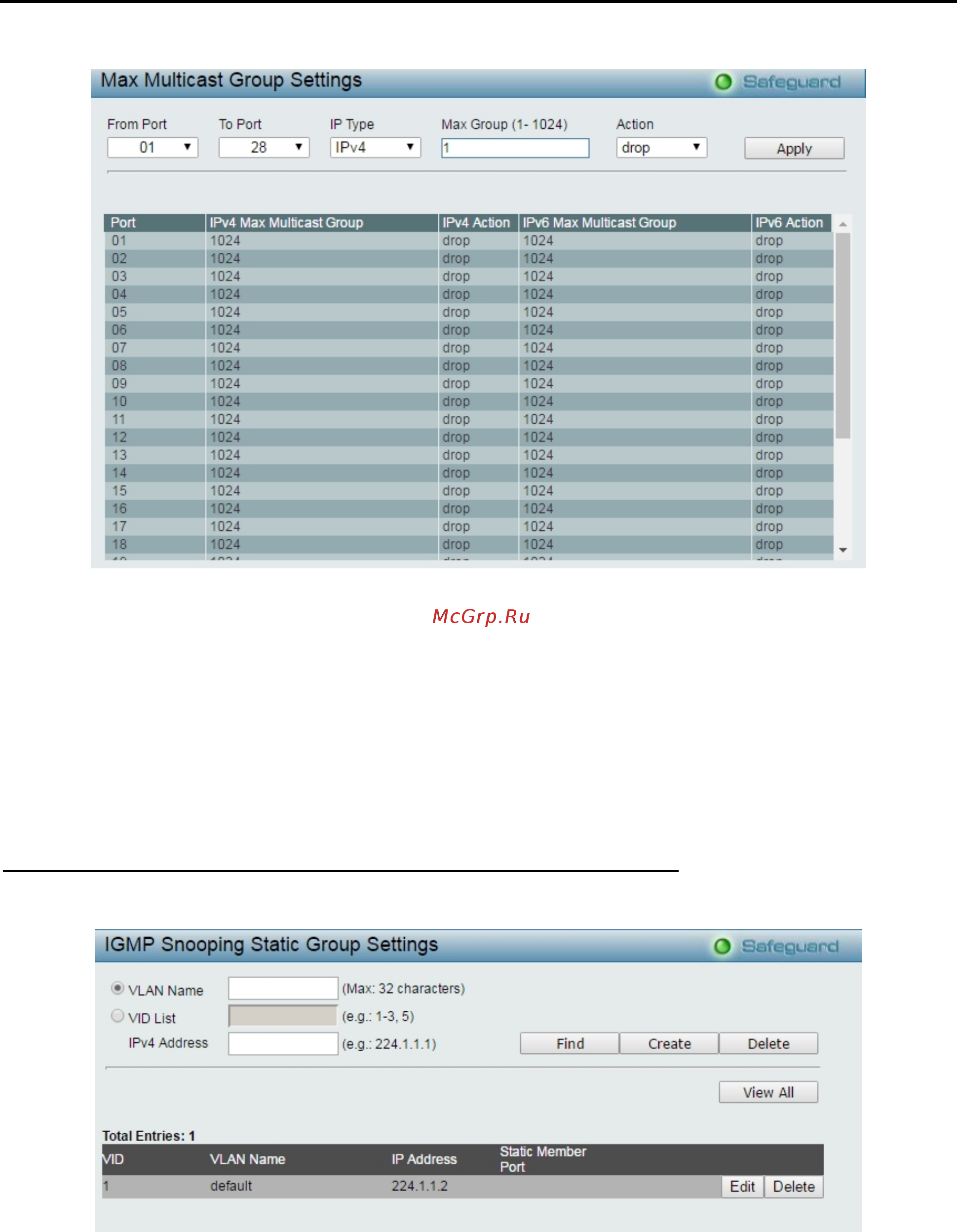 D-Link DGS-1210-28X/ME [68/159] Configuration igmp snooping igmp snooping static group settings
