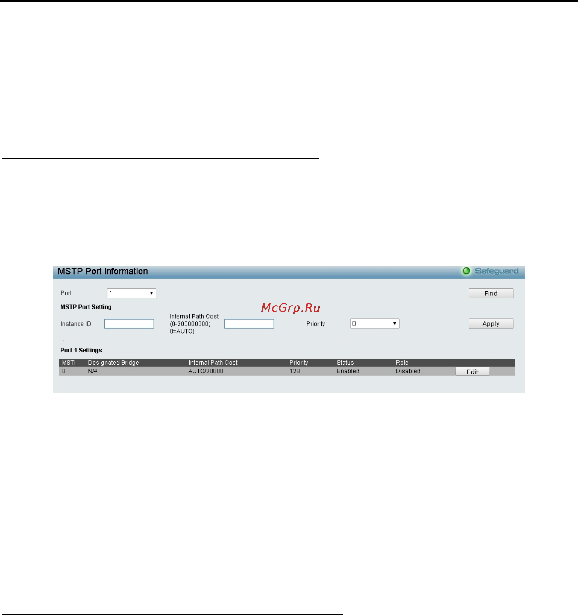 D-Link DGS-1210-28XS/ME [81/159] Configuration spanning tree mstp port information