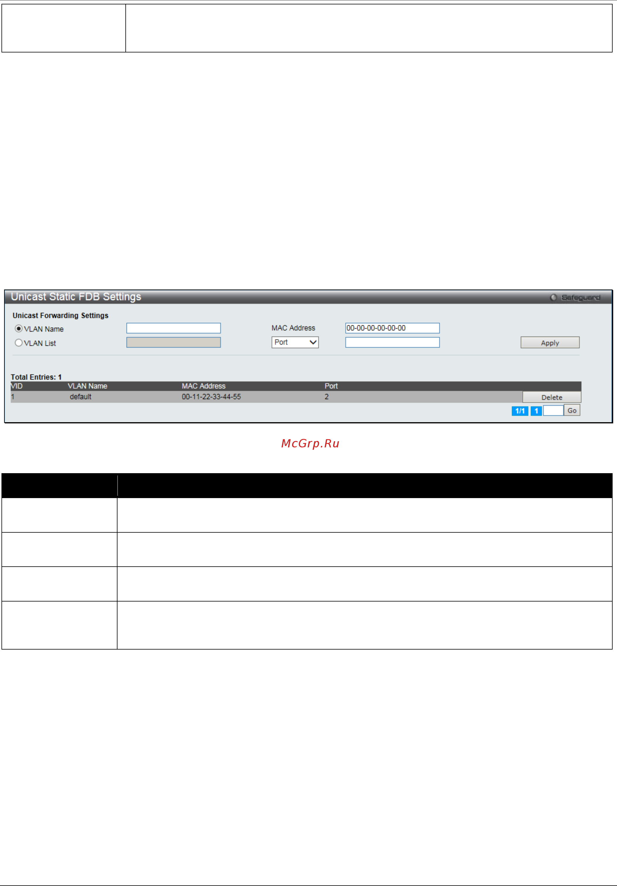 D-Link DGS-1510-28XMP/ME [101/342] Static fdb settings