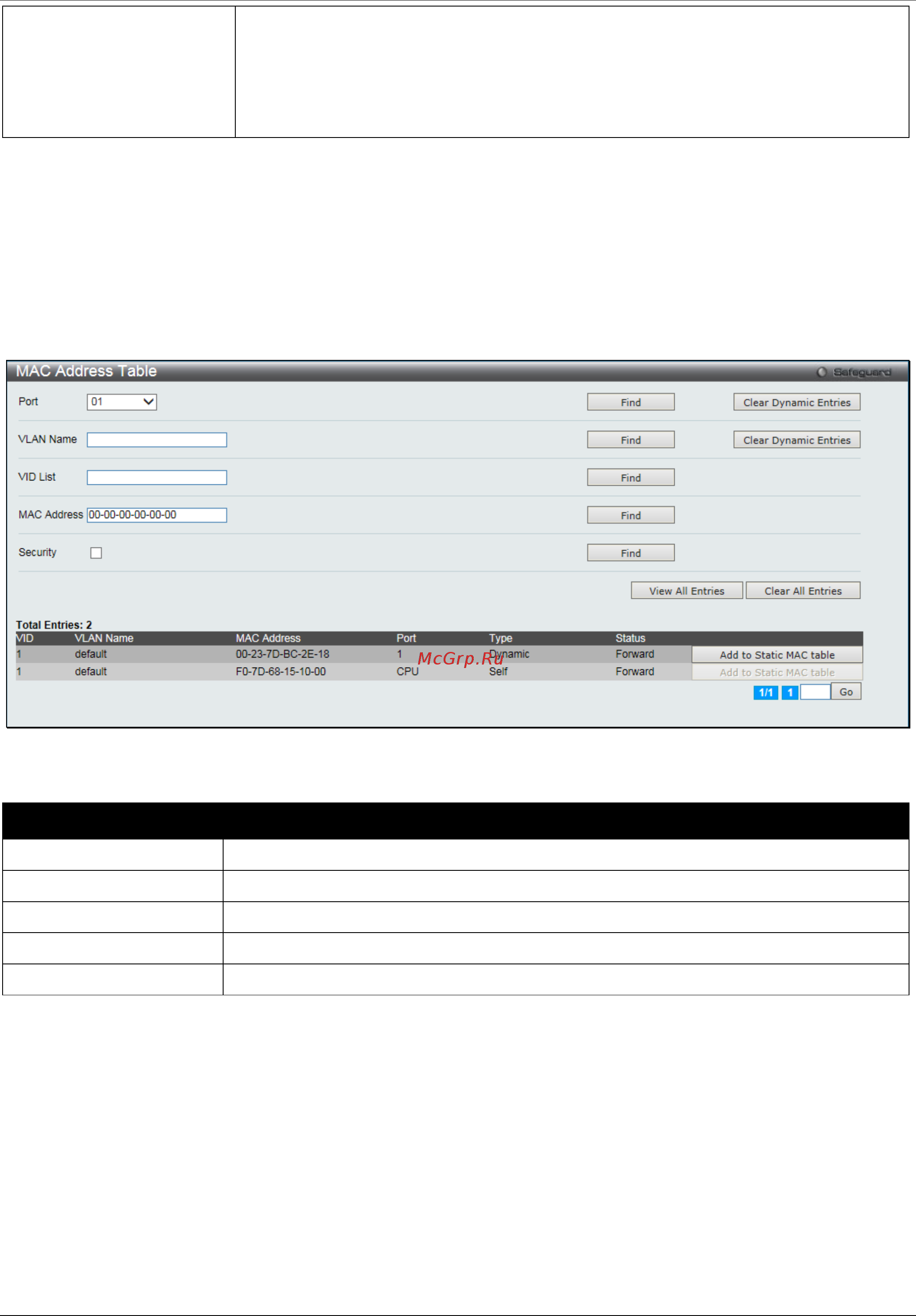 D-Link DGS-1510-28XMP/ME [104/342] Mac address table