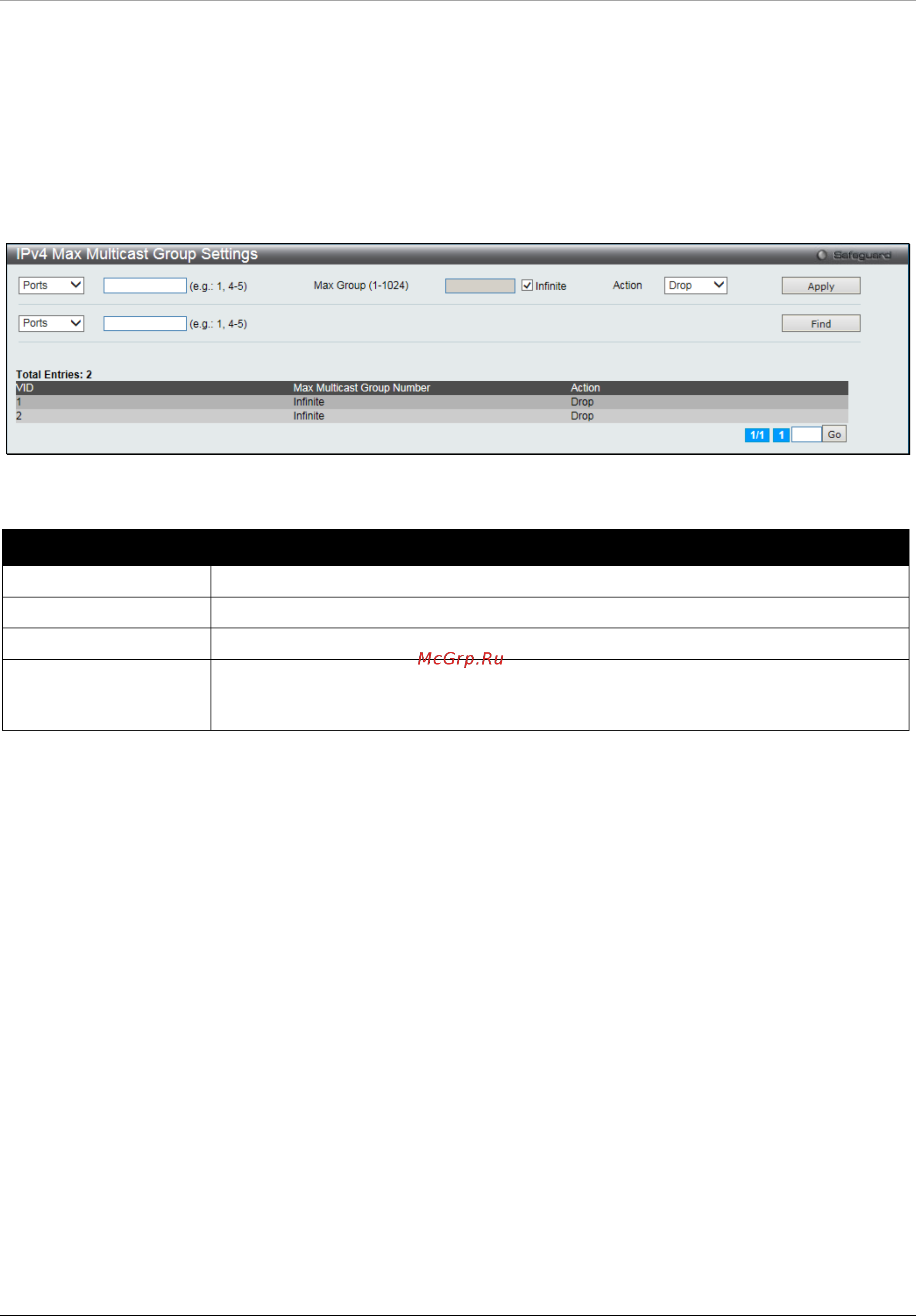 D-Link DGS-1510-28XMP/ME [127/342] Ipv4 max multicast group settings