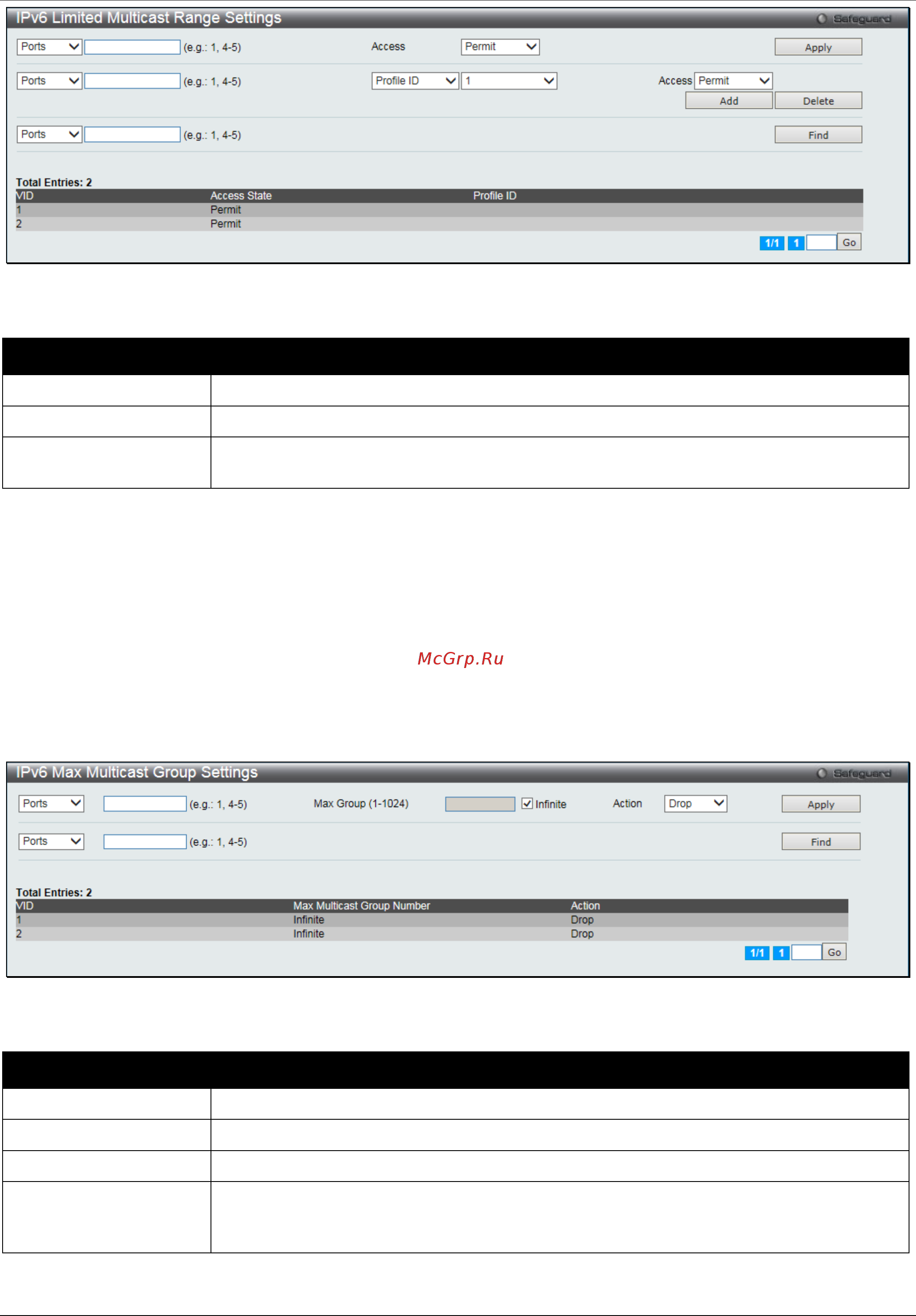 D-Link DGS-1510-28XMP/ME [129/342] Ipv6 max multicast group settings