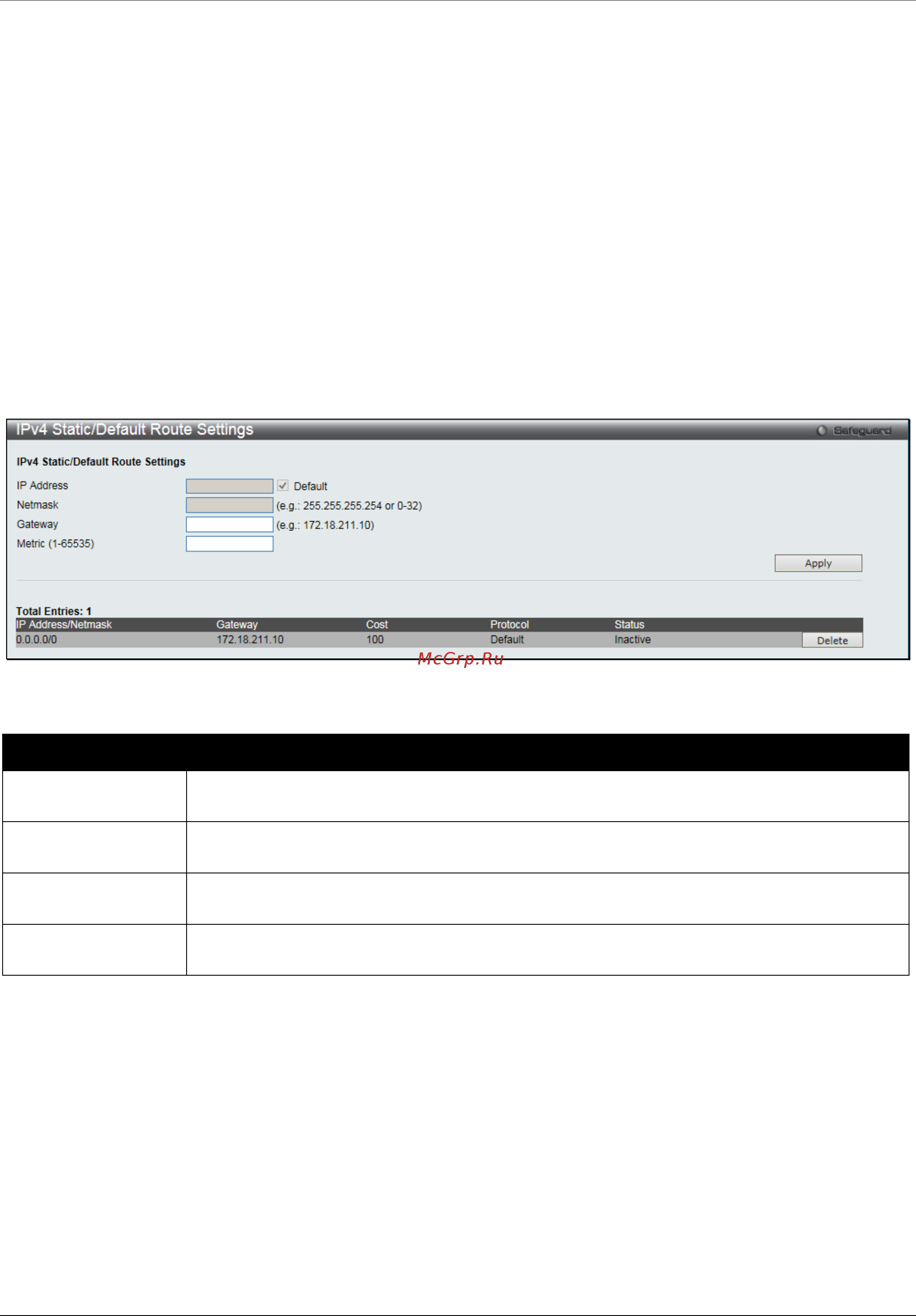 D-Link DGS-1510-28XMP/ME [145/342] Ipv4 static default route settings