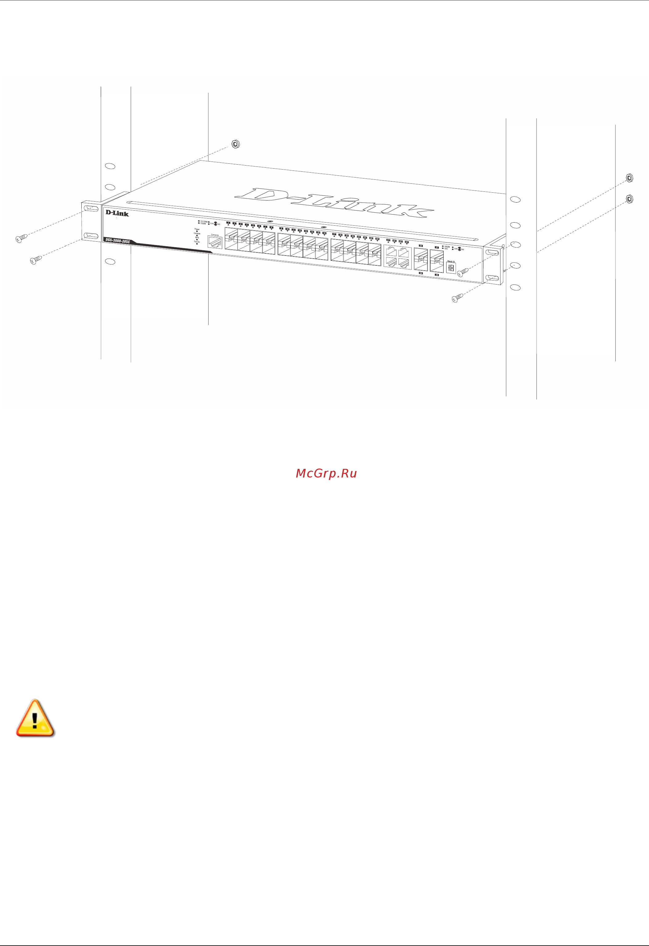 D-Link DGS-3000-28SC [16/45] Mounting the switch in a standard 19 rack