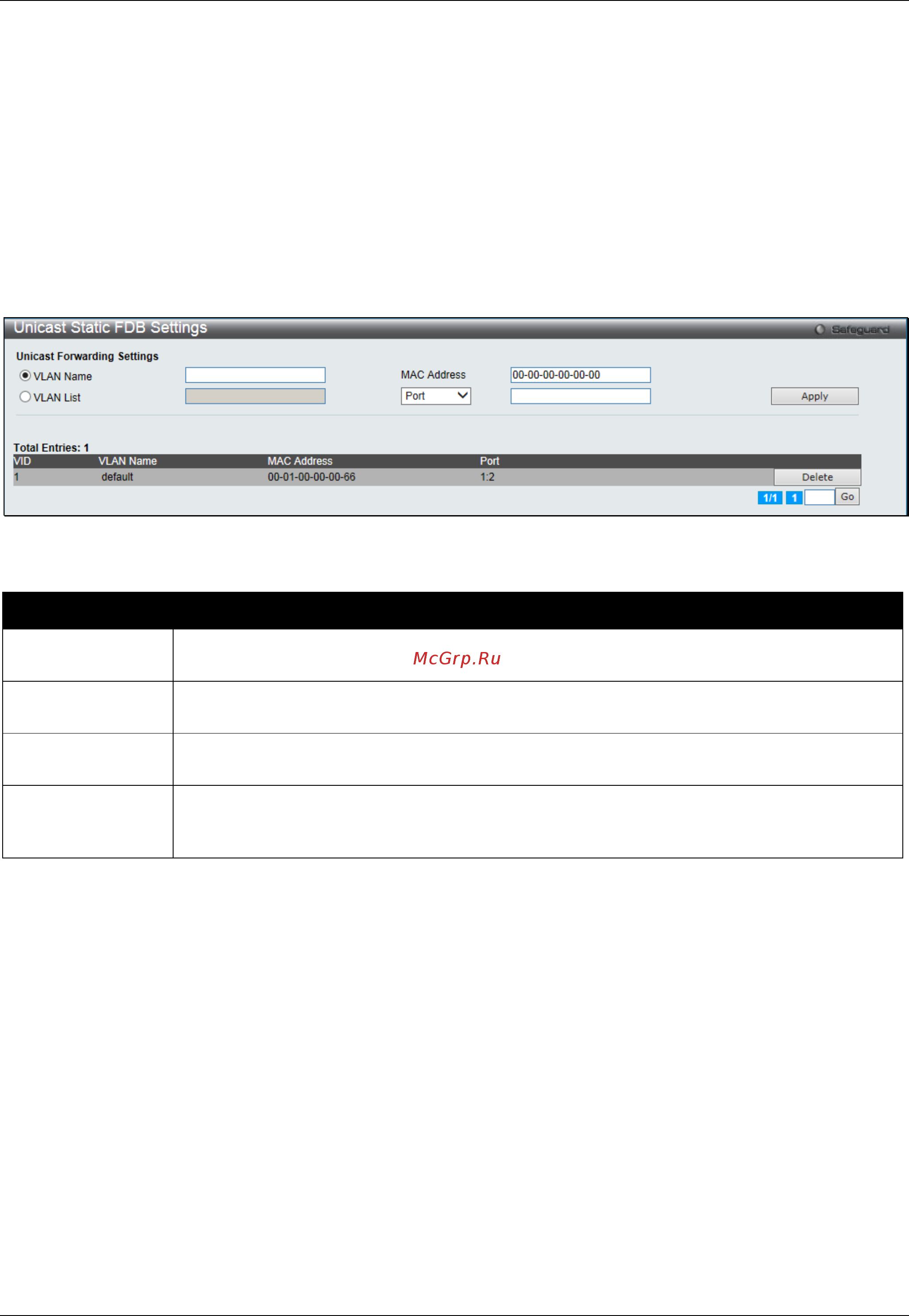 D-Link DGS-3000-28SC [118/444] Static fdb settings