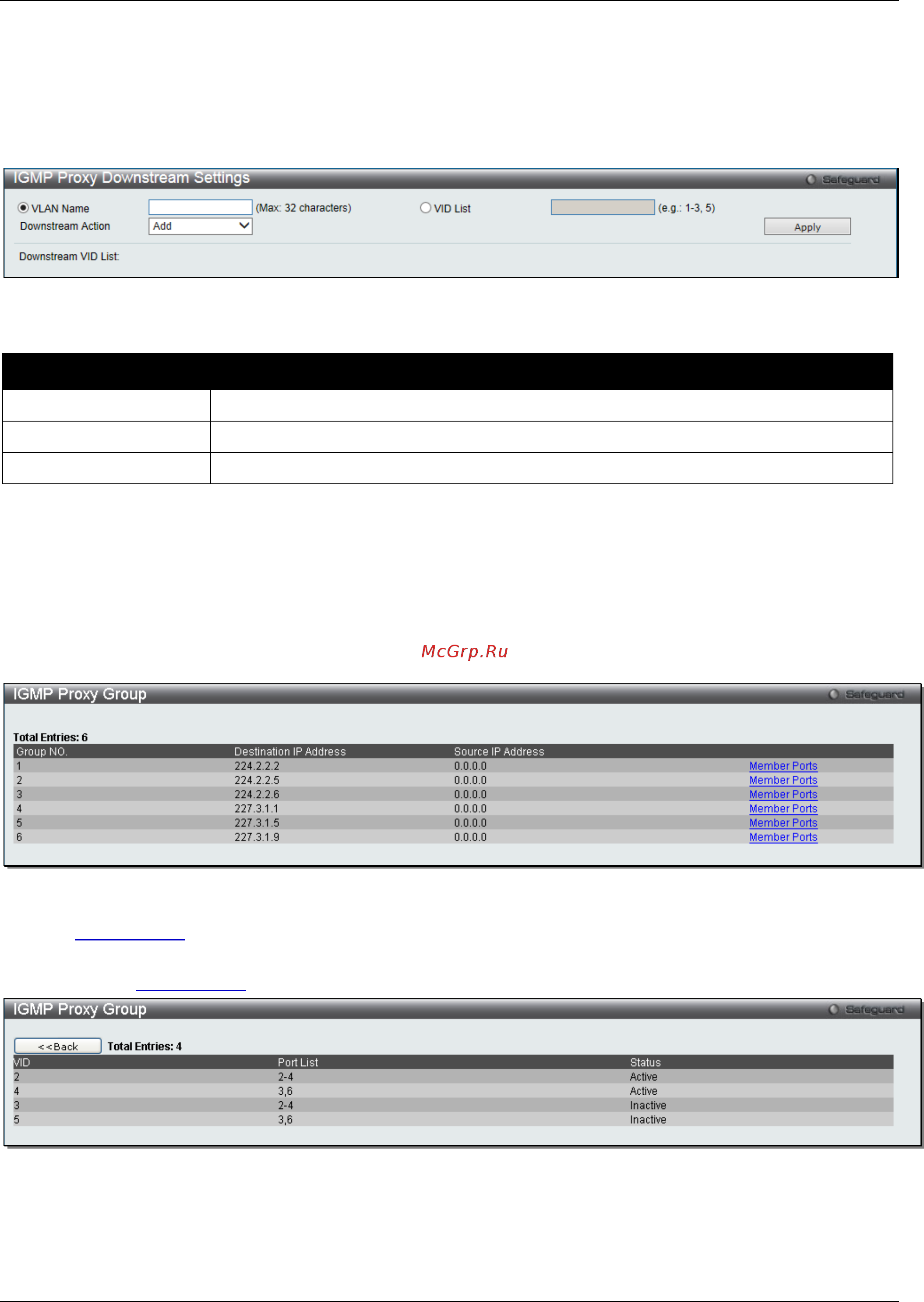 D-Link DGS-3000-28SC [124/444] Igmp proxy downstream settings
