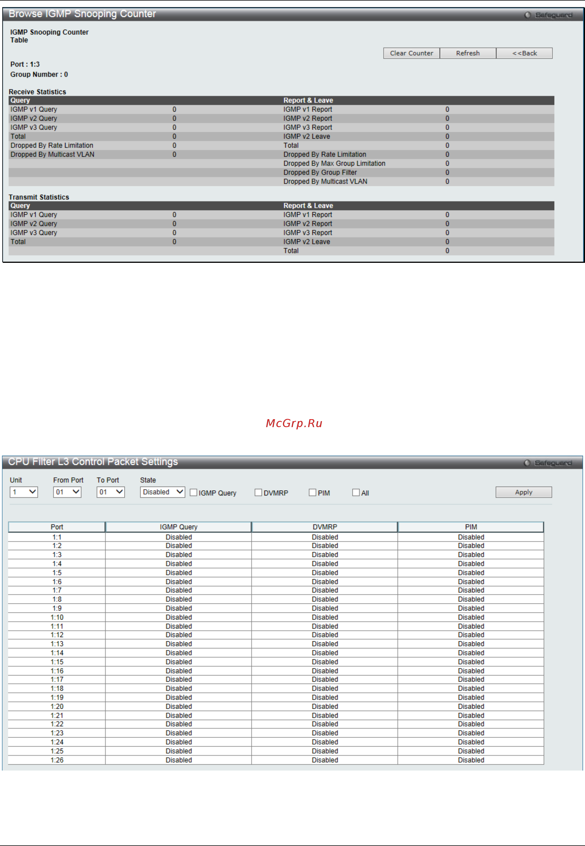 D-Link DGS-3000-28SC [132/444] Cpu filter l3 control packet settings