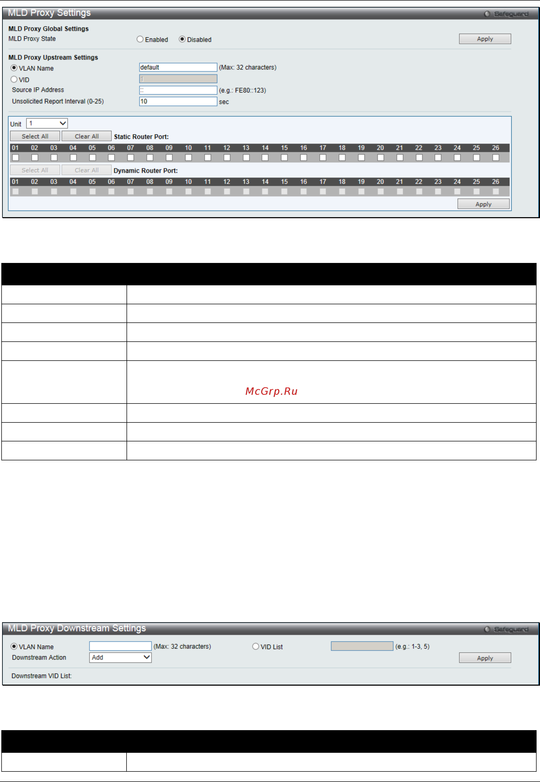 D-Link DGS-3000-28SC [134/444] MLD Proxy Downstream Settings