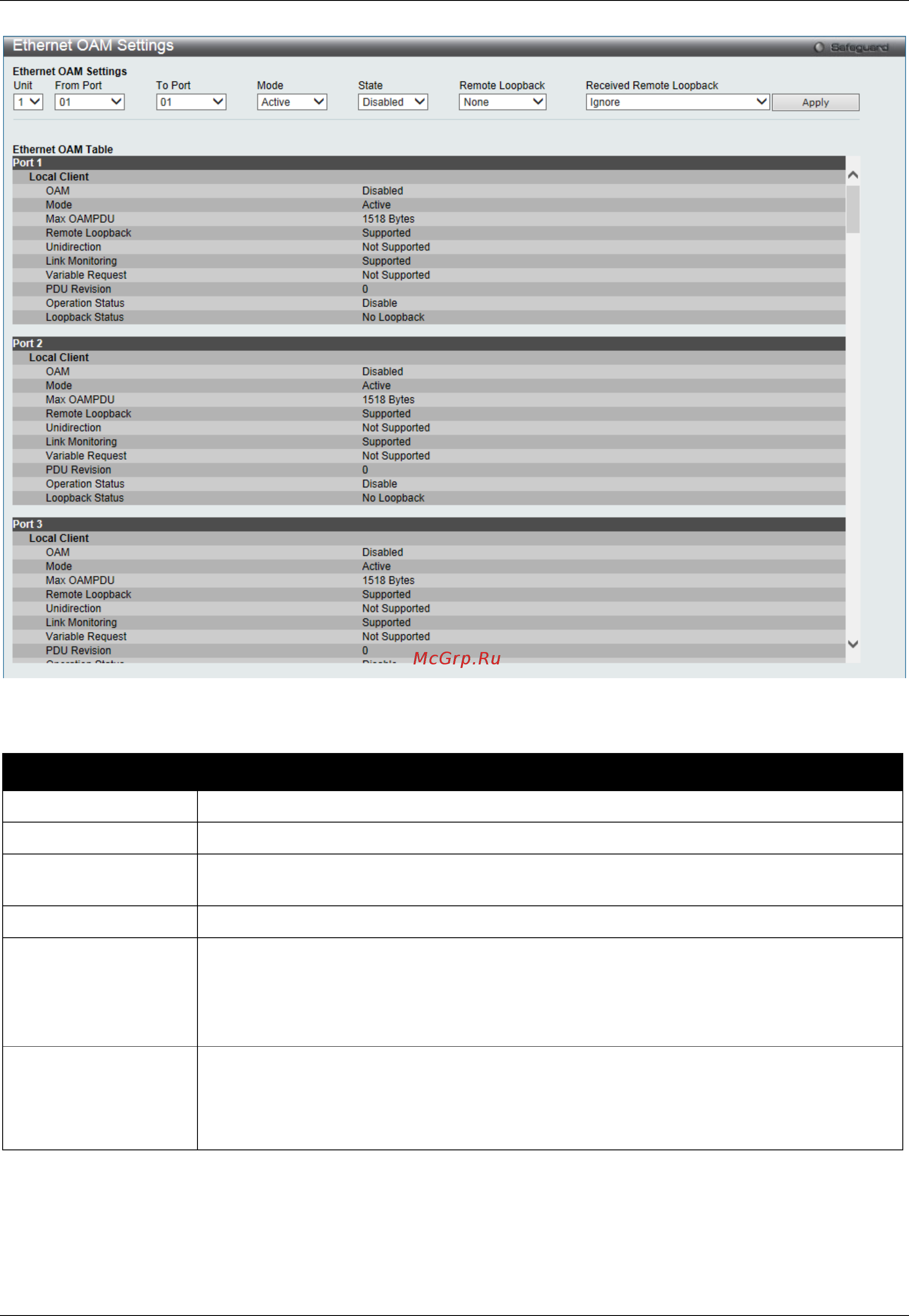 D-Link DGS-3000-28SC [355/444] Ethernet oam configuration settings