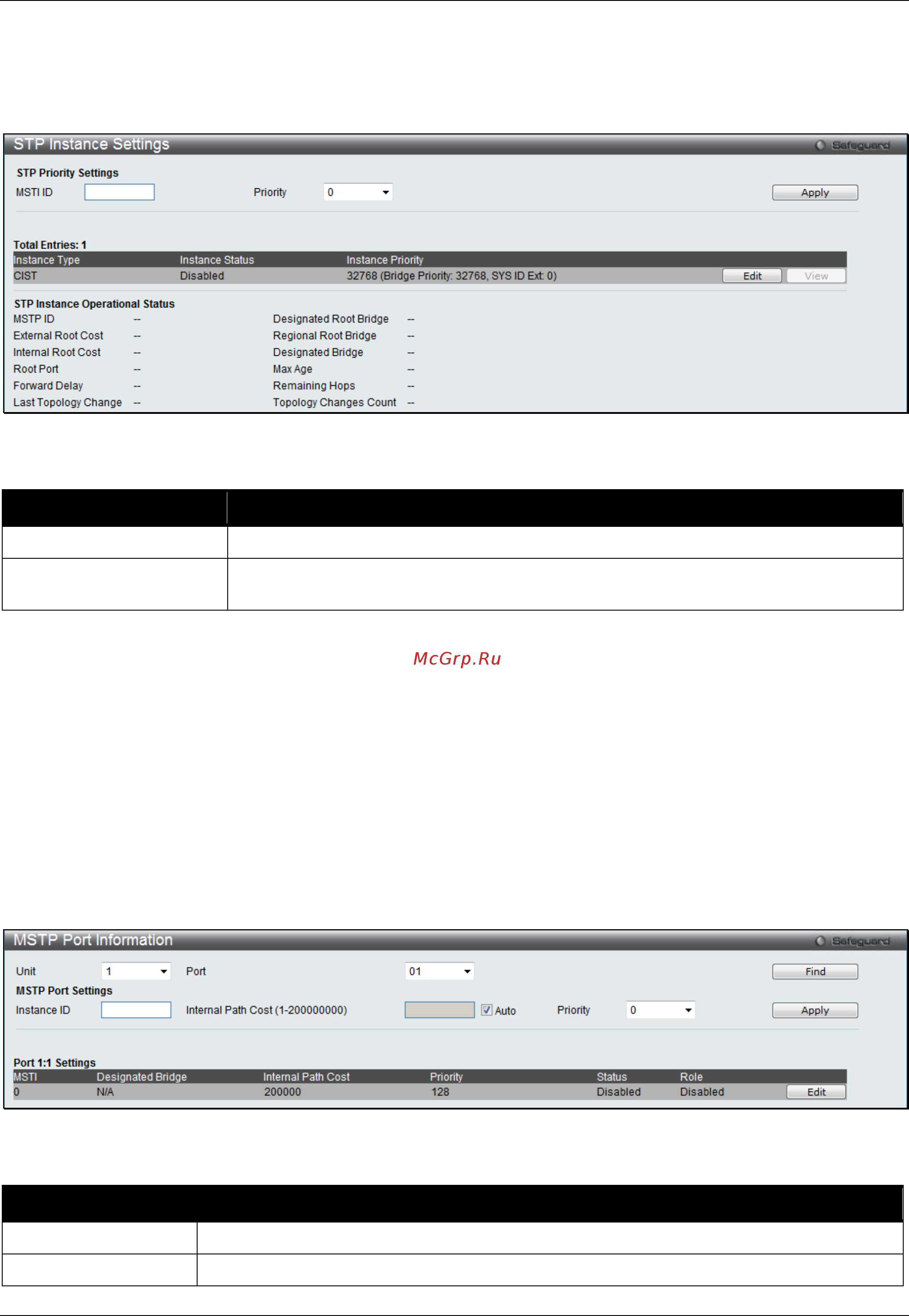D-Link DGS-3120-48PC/*RI [116/509] Stp instance settings