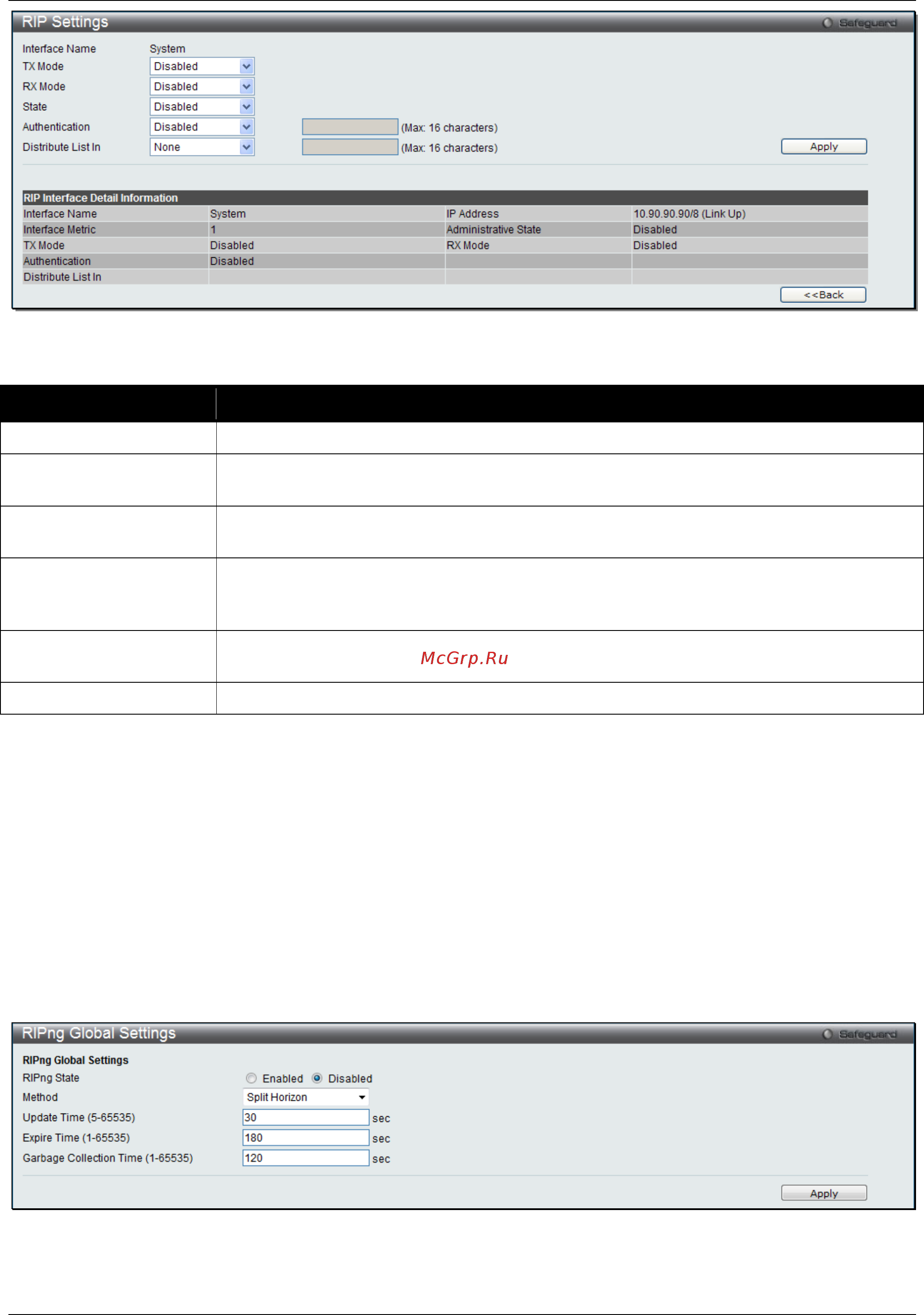 D-Link DGS-3120-24SC/*RI [229/509] Ripng global settings