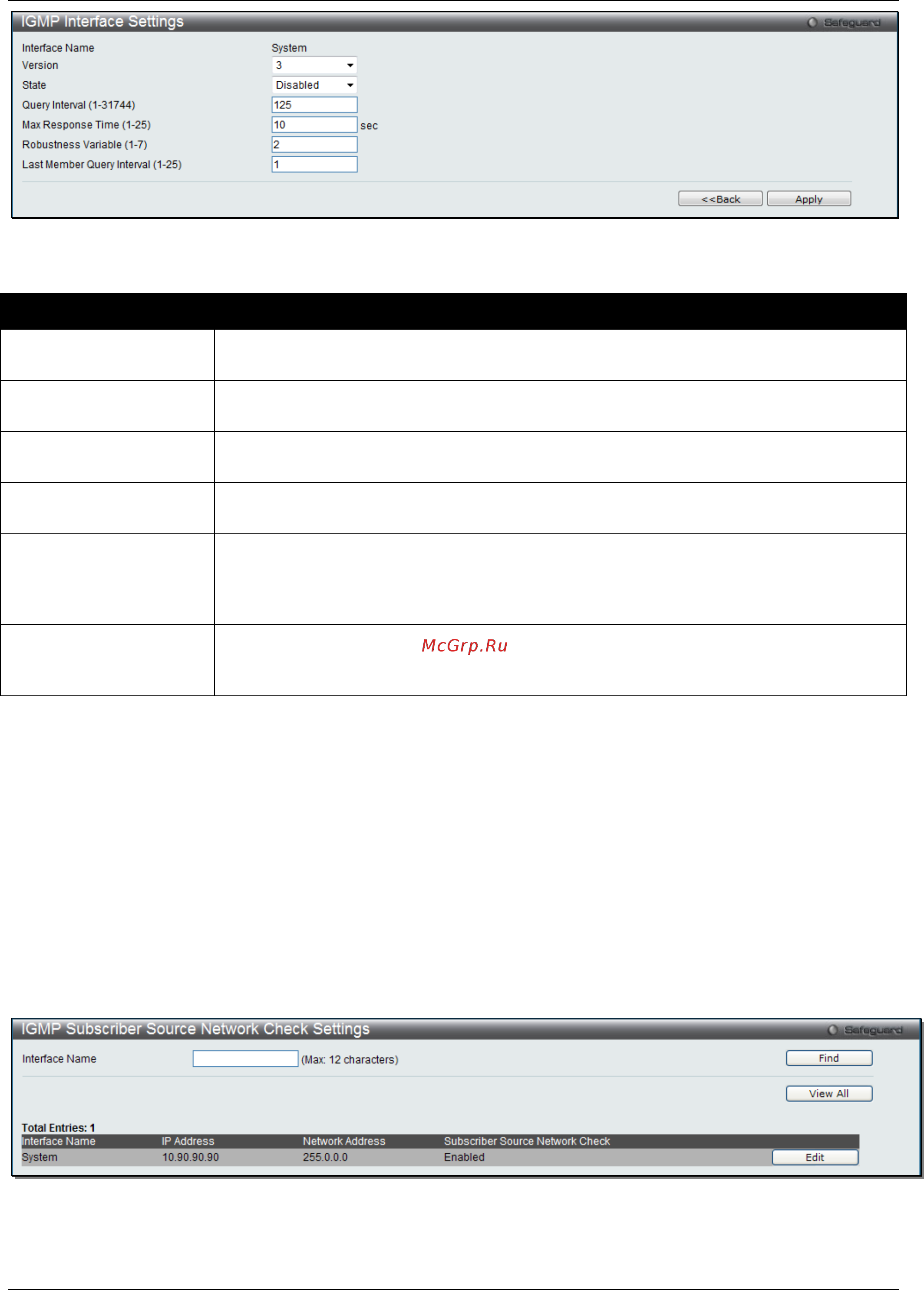 D-Link DGS-3120-48TC/*RI [232/509] Igmp subscriber source network check settings