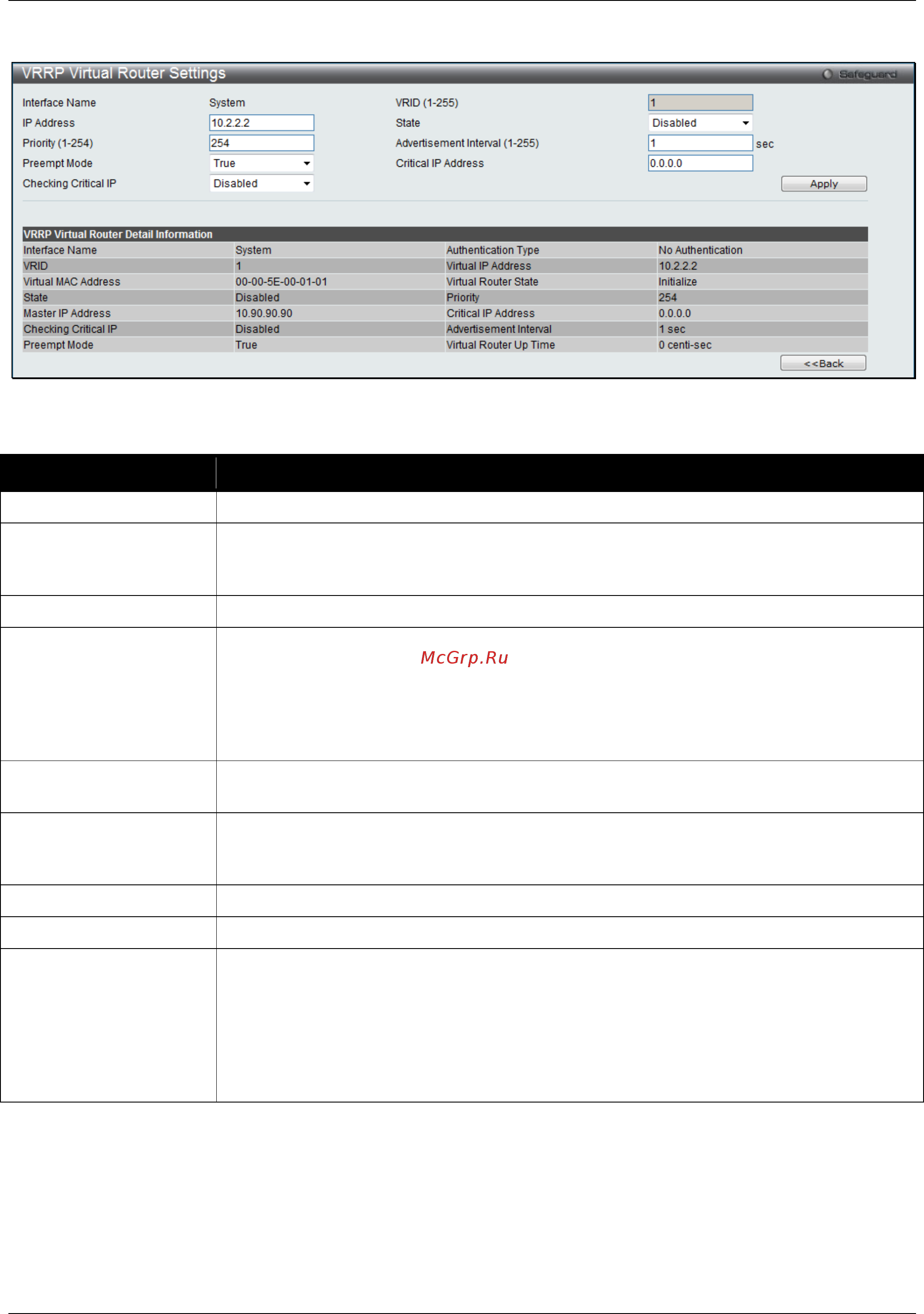 D-Link DGS-3120-24PC/*RI [259/509] Vrrp authentication settings