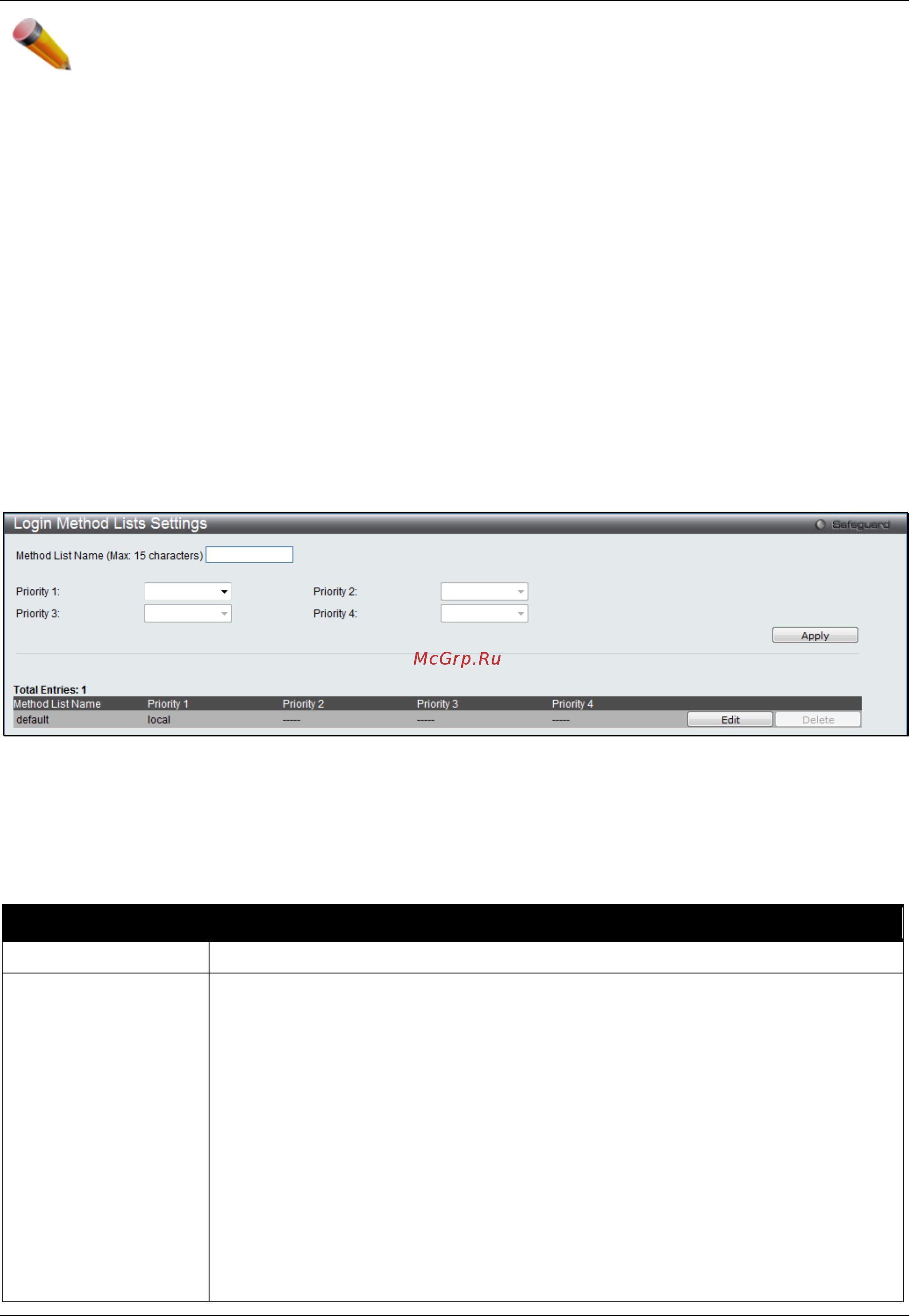 D-Link DGS-3120-24TC/*RI [393/509] Login method lists settings