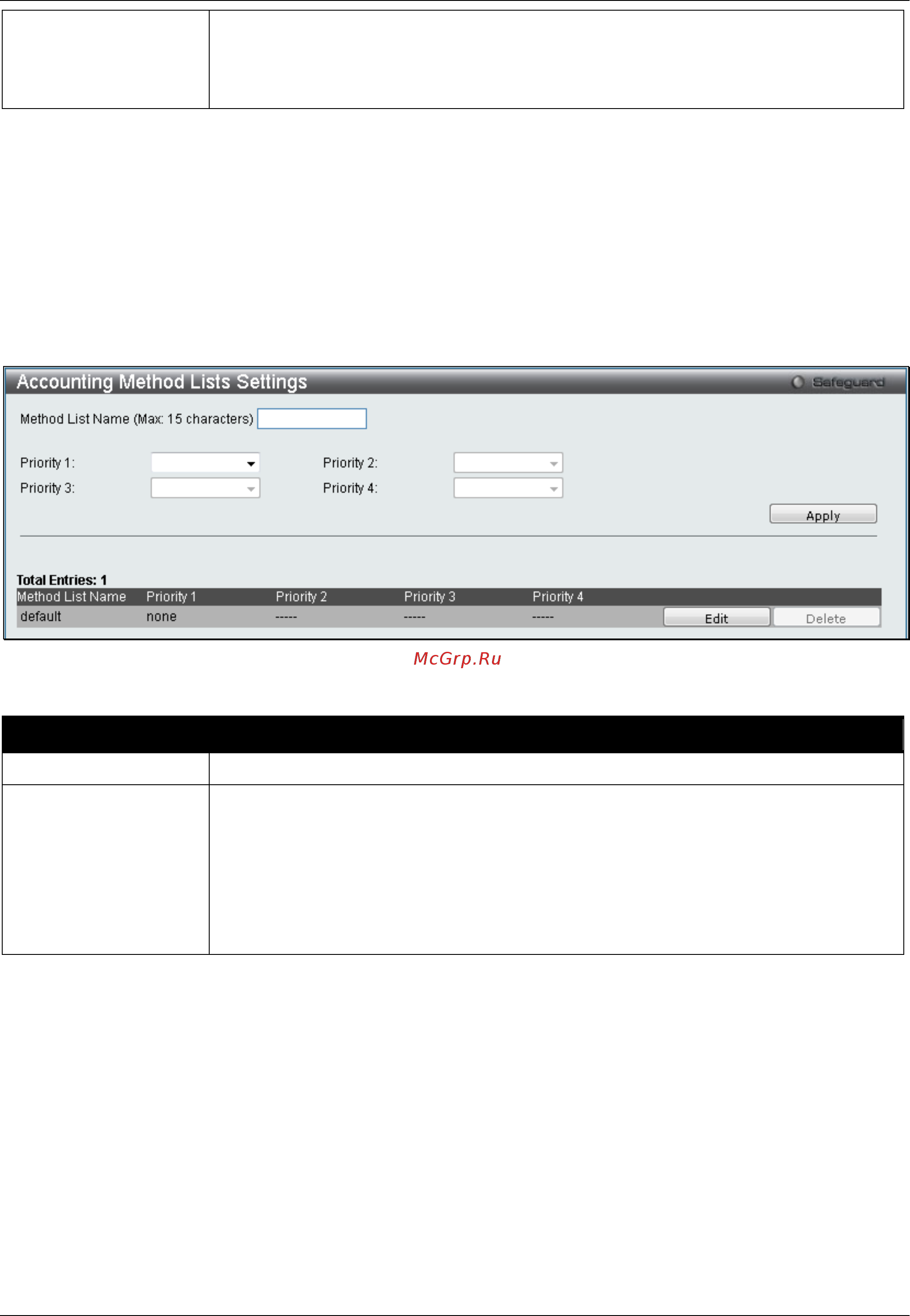 D-Link DGS-3120-24PC/*RI [395/509] Accounting method lists settings