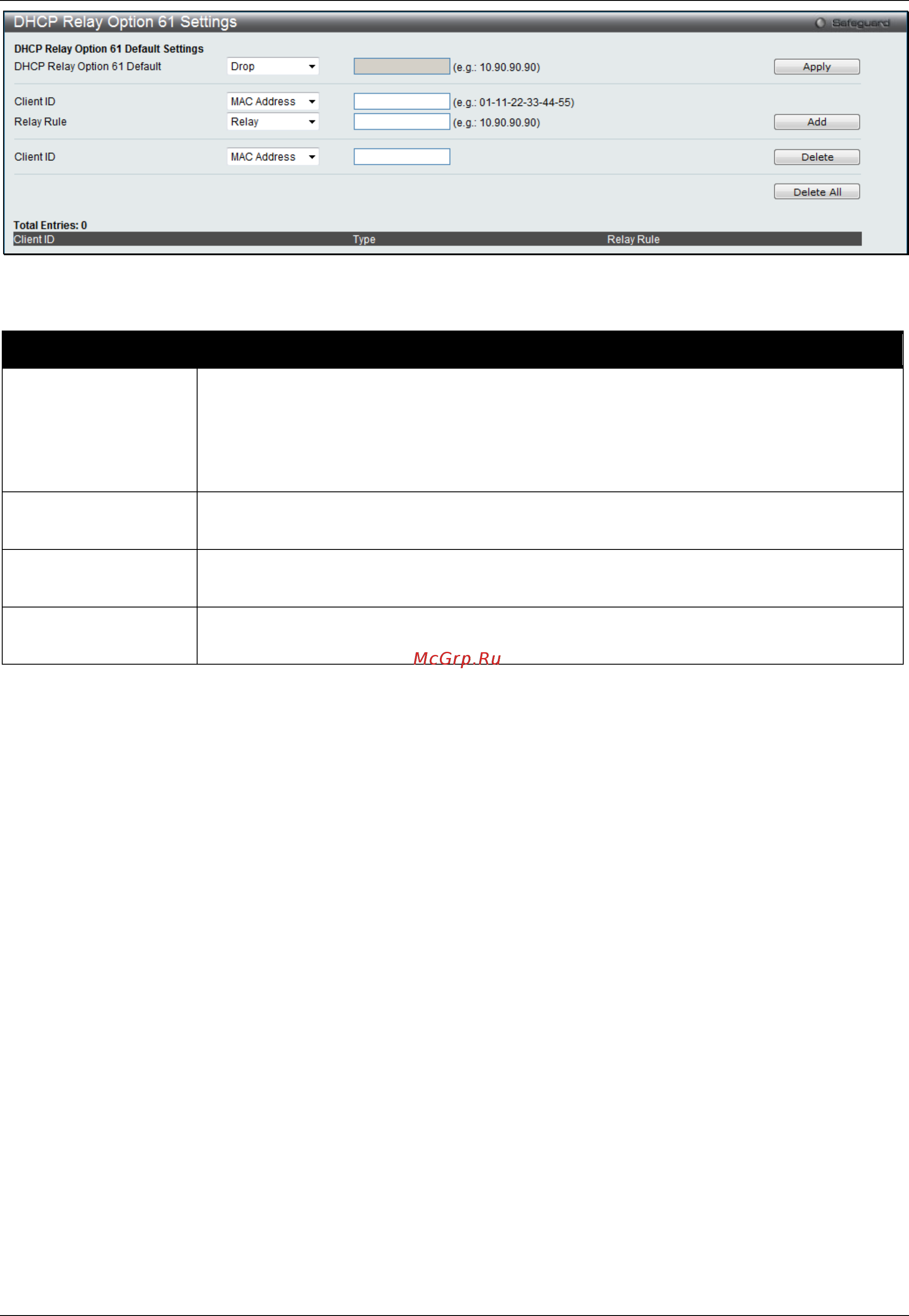 D-Link DGS-3120-24SC/*EI [415/509] Dhcp relay option 82 port settings