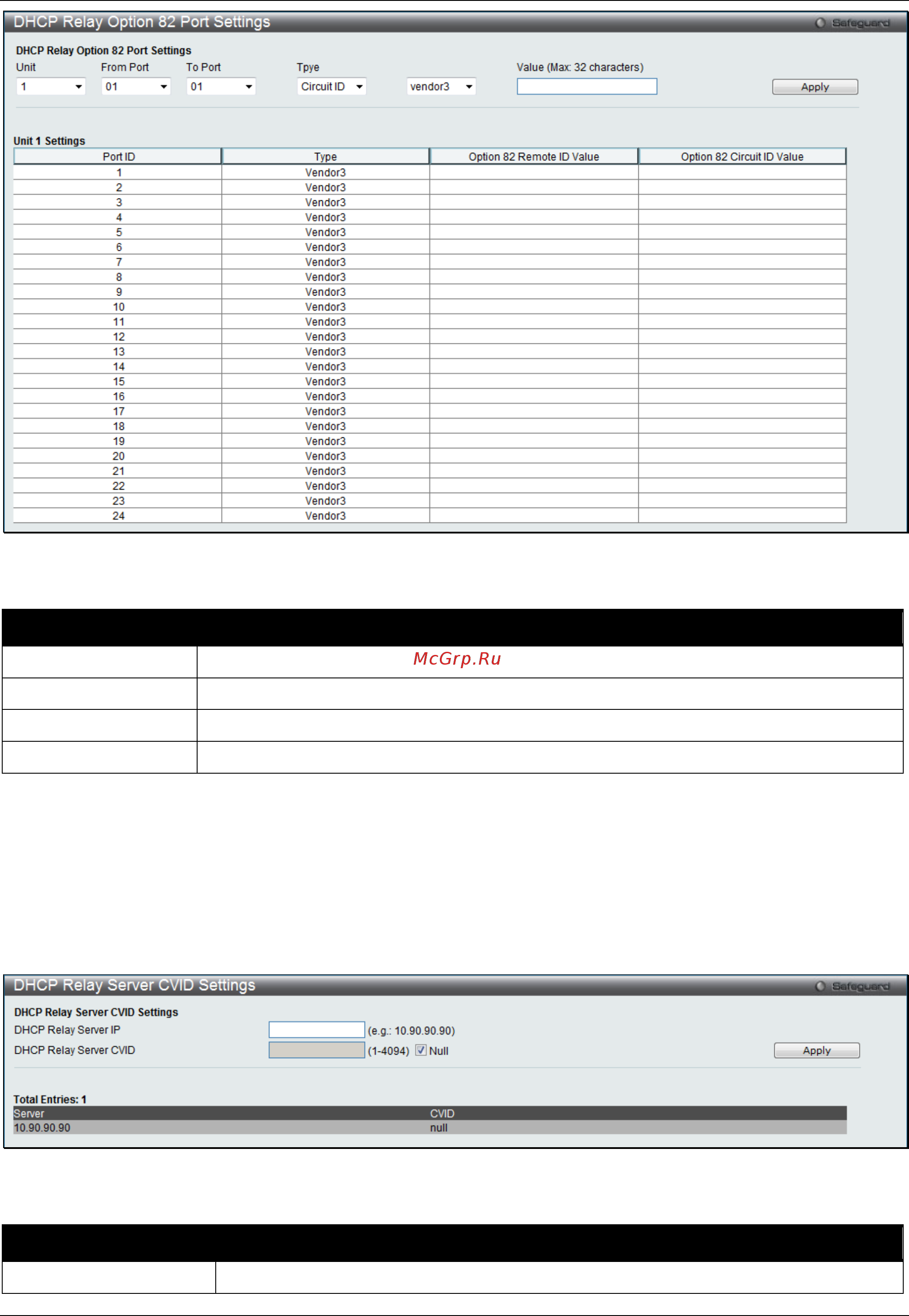 D-Link DGS-3120-24TC/*RI [416/509] Dhcp relay server cvid settings