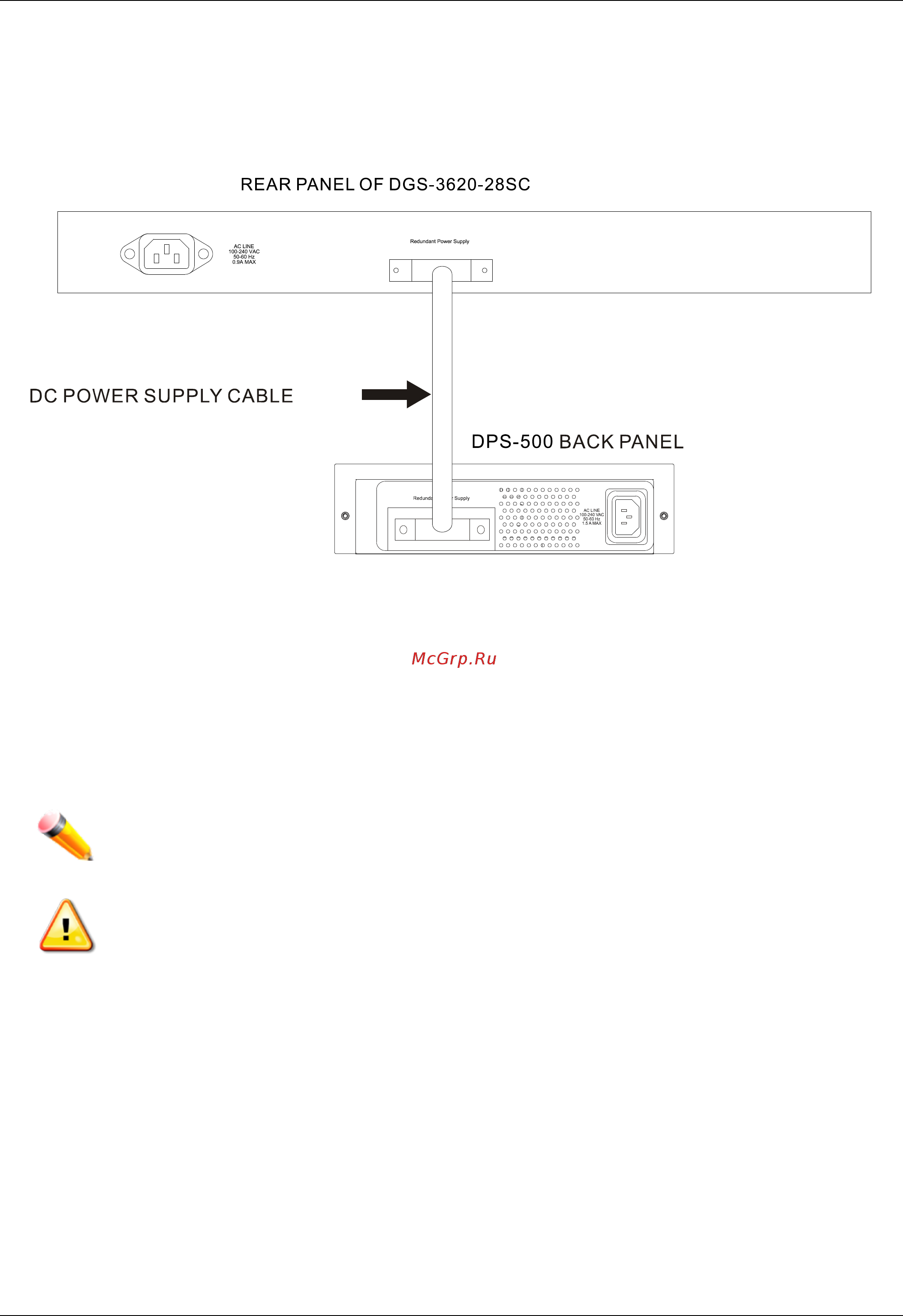 D-Link DGS-3620-28SC [23/69] Connecting to a redundant power supply