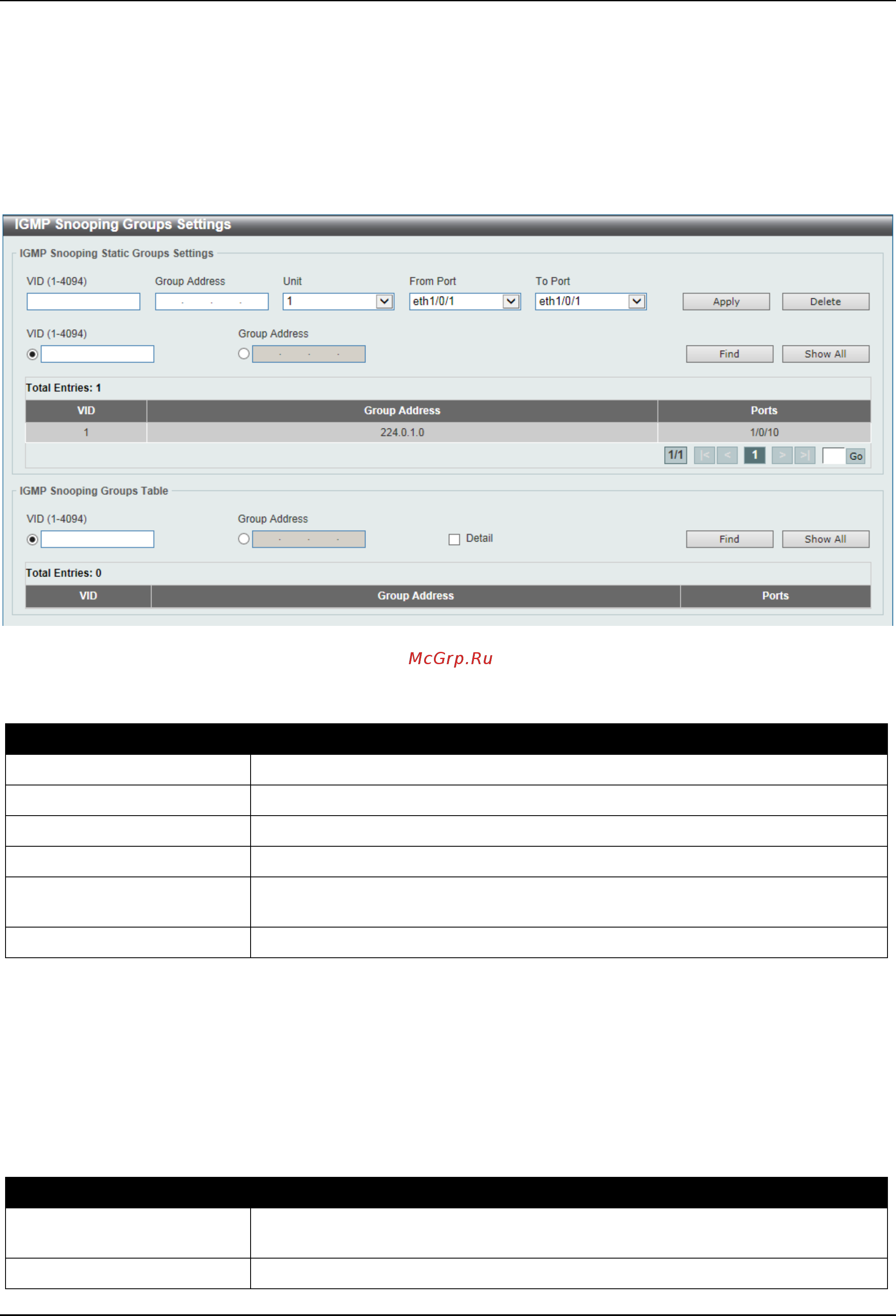 D-Link DGS-3630-28TC [207/742] Igmp snooping groups settings